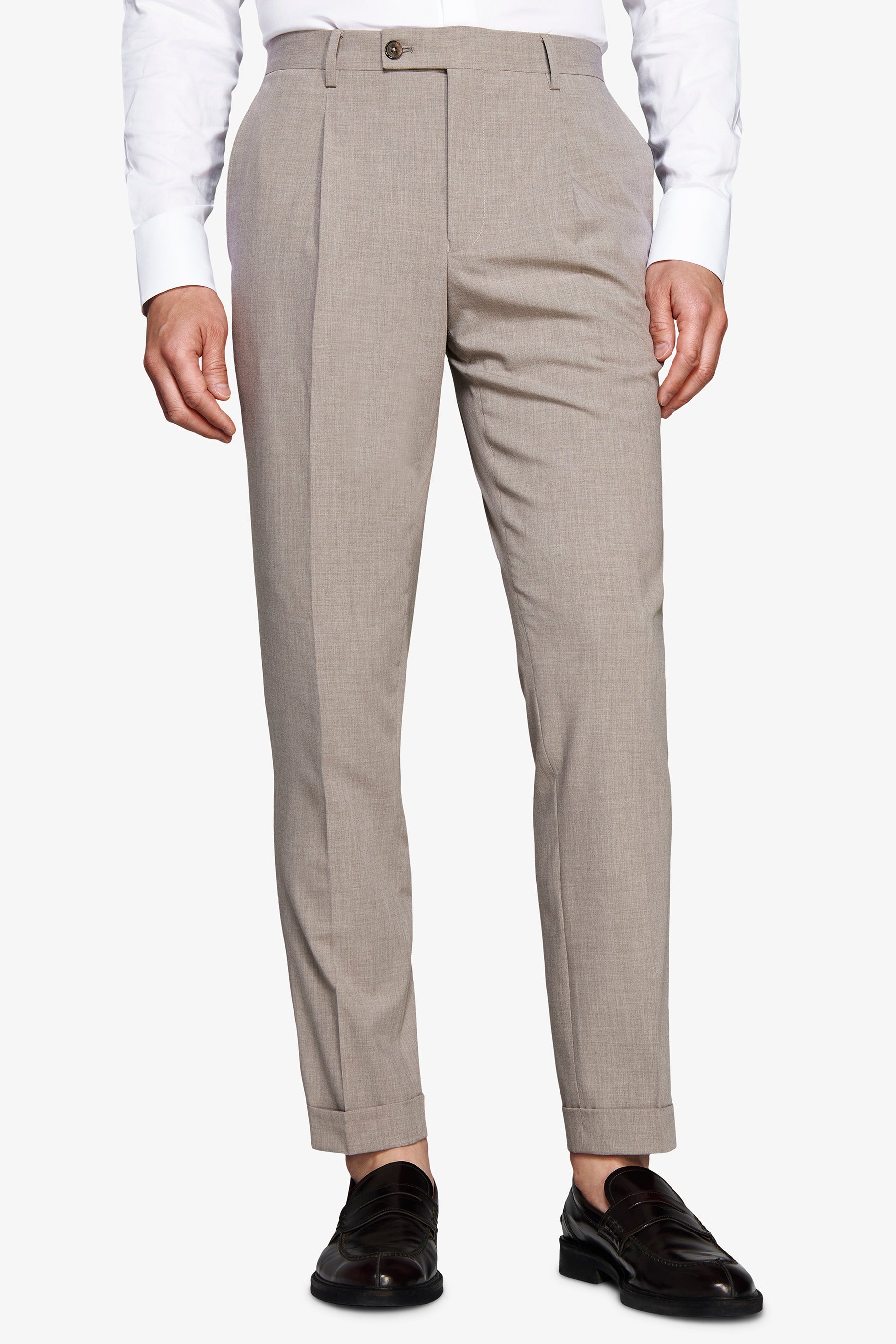 Hose aus meliertem Canvas in Taupe