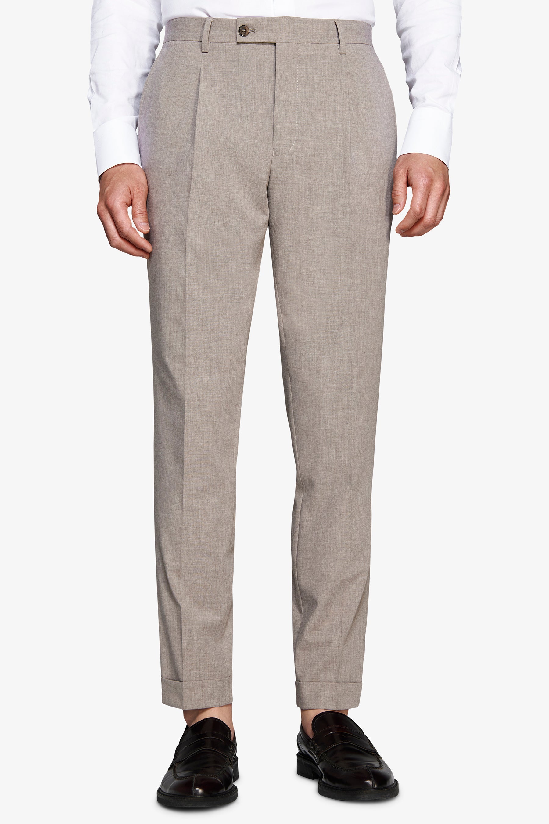 Hose aus meliertem Canvas in Taupe