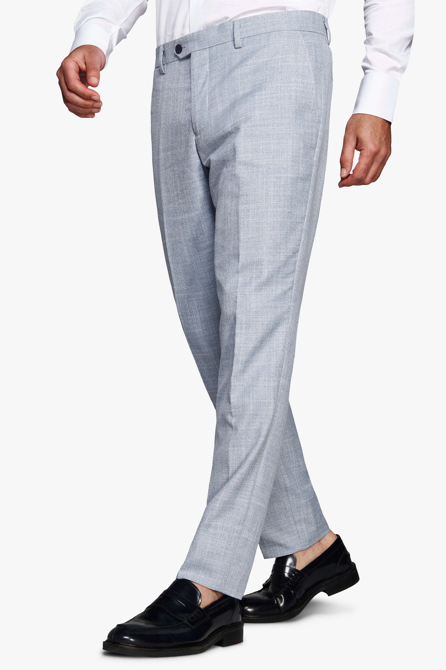 Pantalón tela flameada celeste