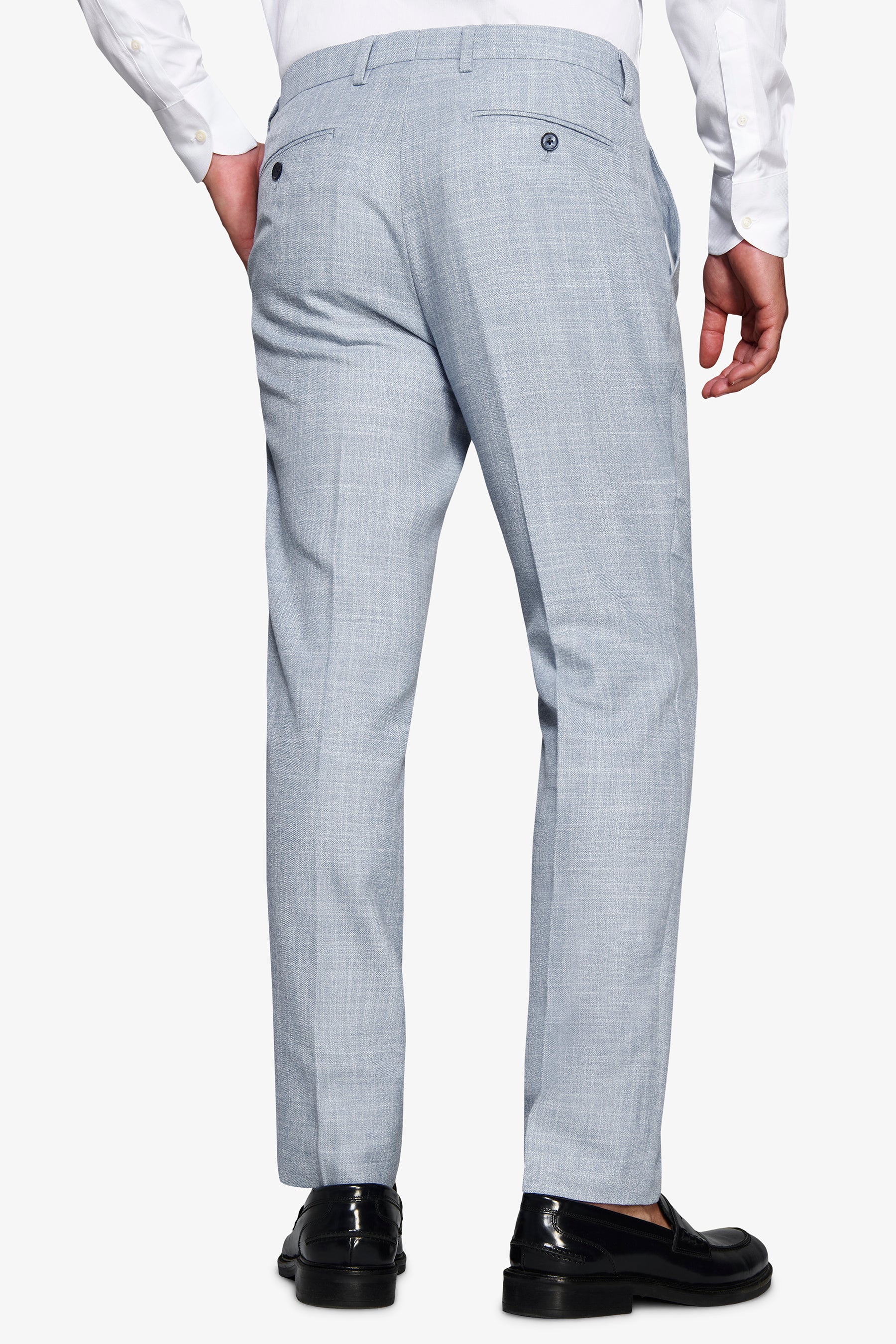 Pantalón tela flameada celeste