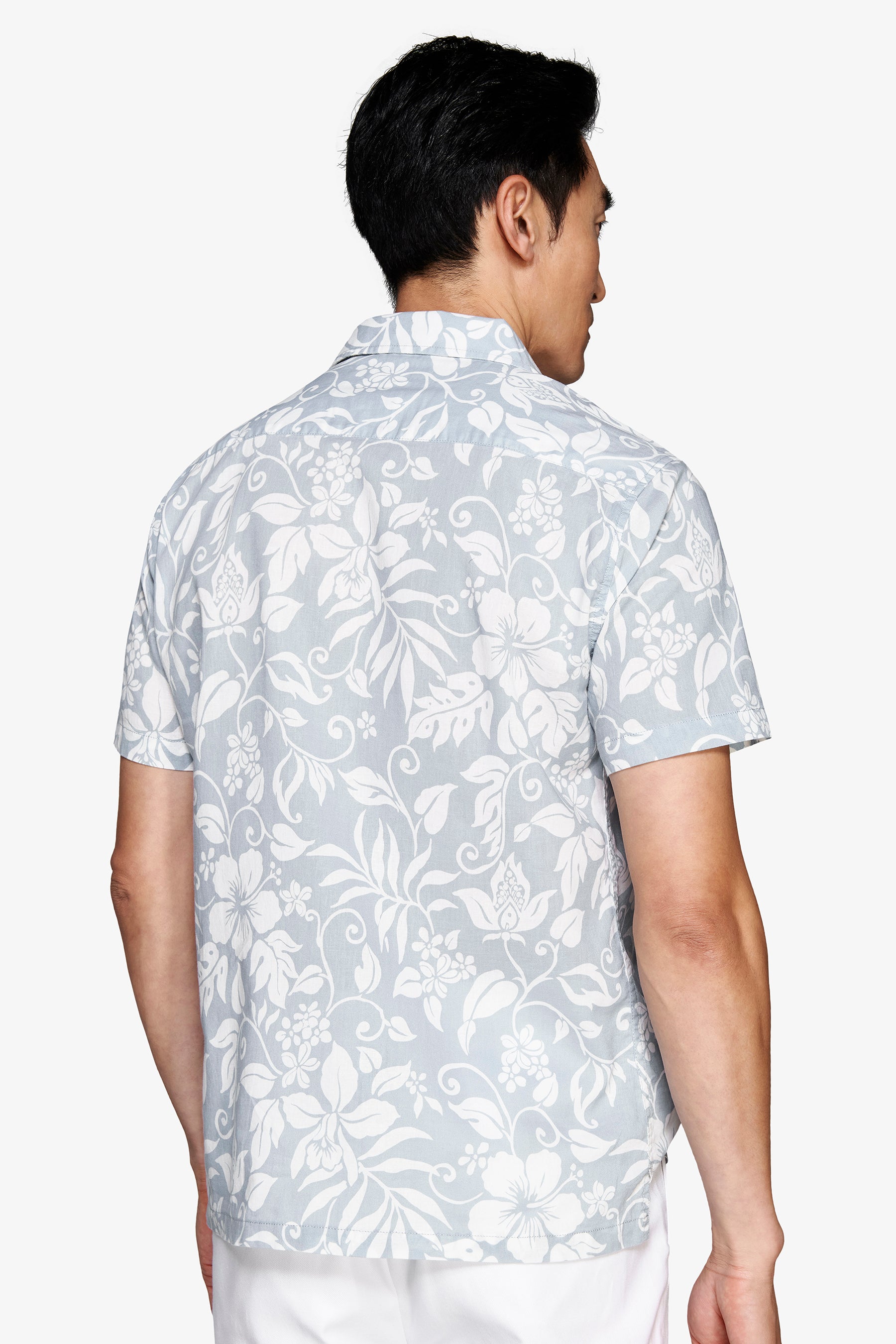 Camicia misto lino hawaiana celeste