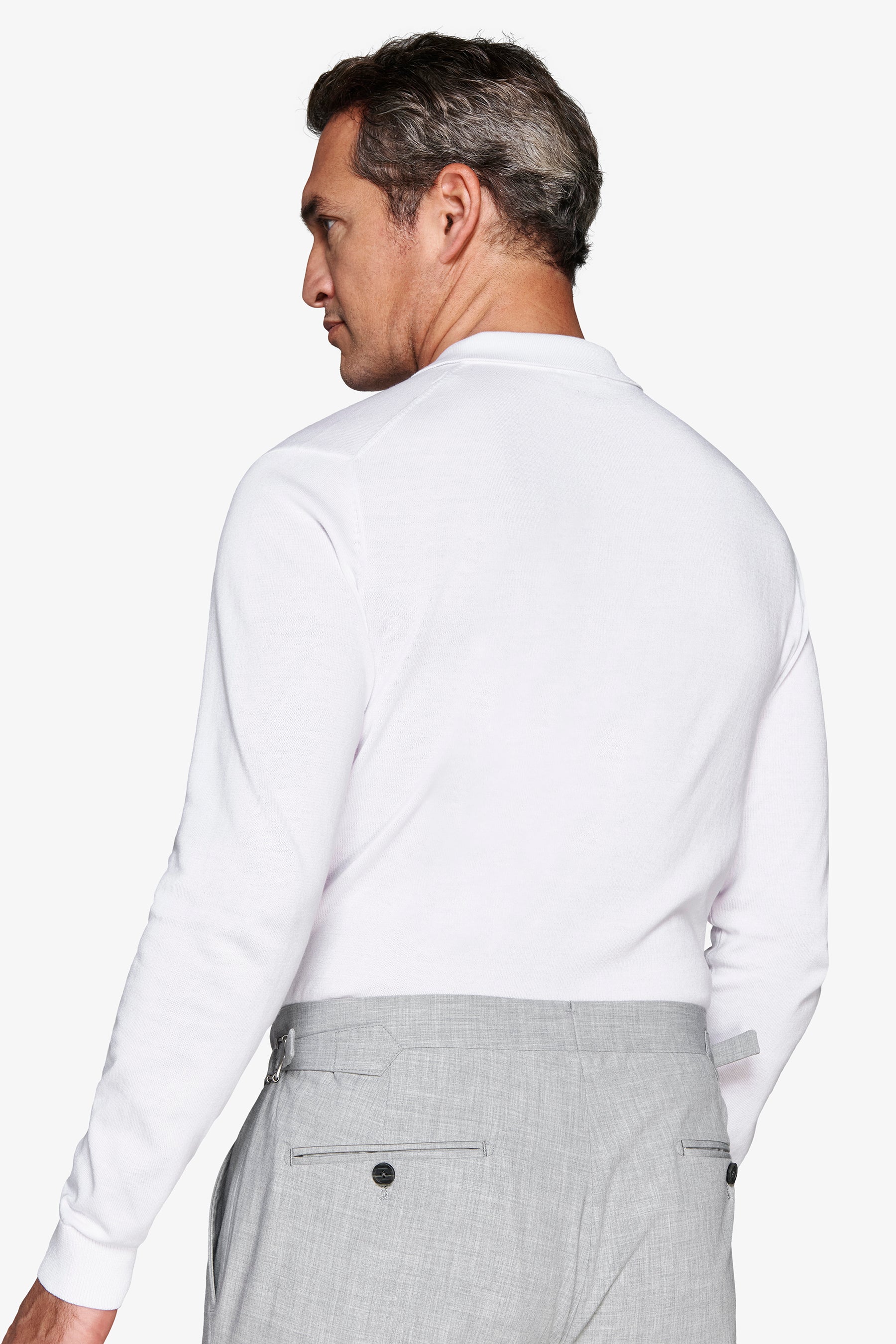 Poloshirt aus Strick mit Knöpfen in Off White