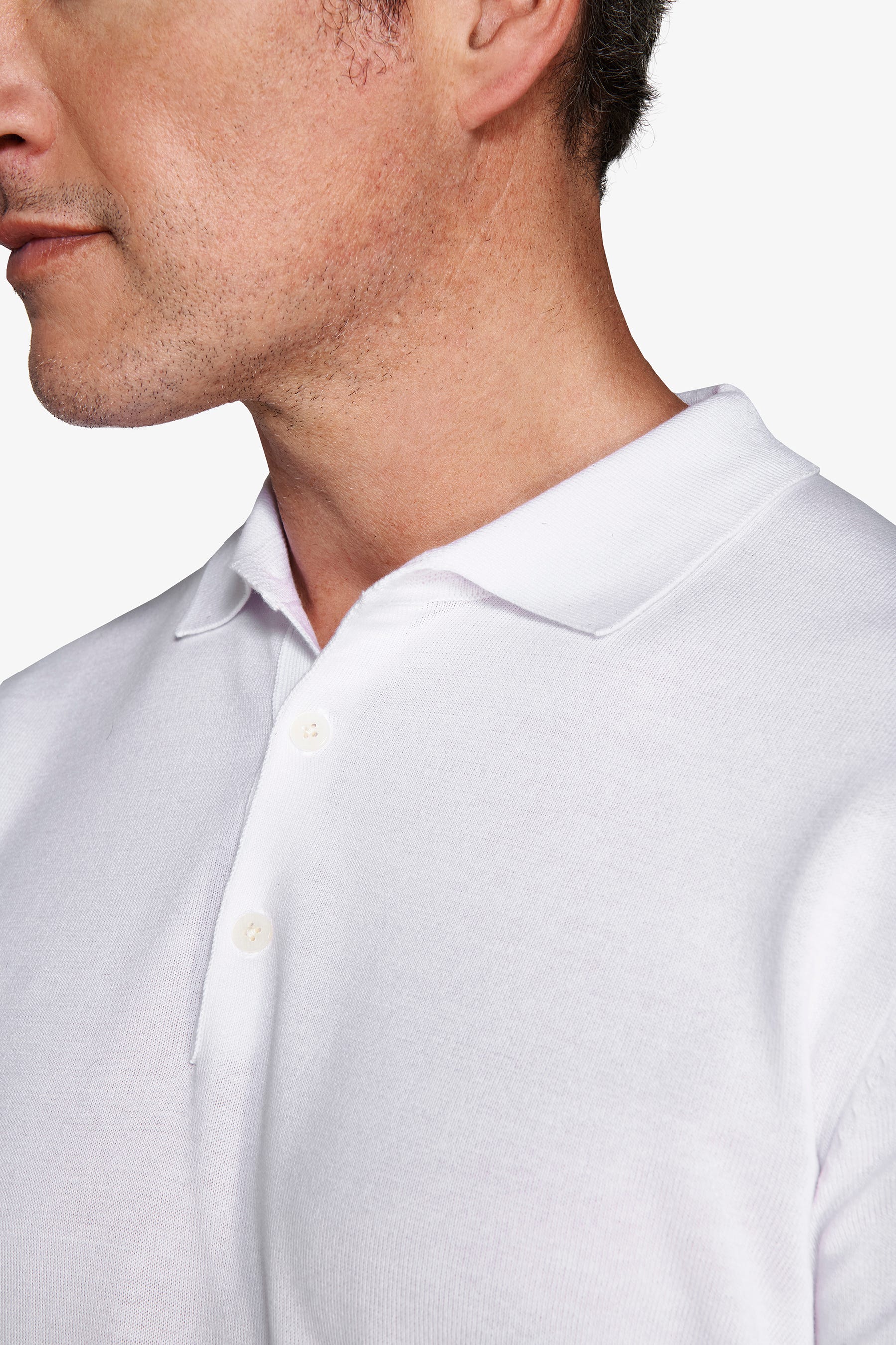 Polo in maglia con bottoni bianca-Dan John