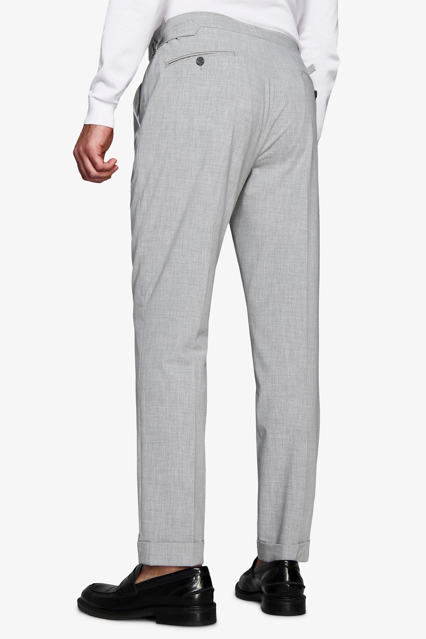 Pantaloni tela melange grigi-Dan John