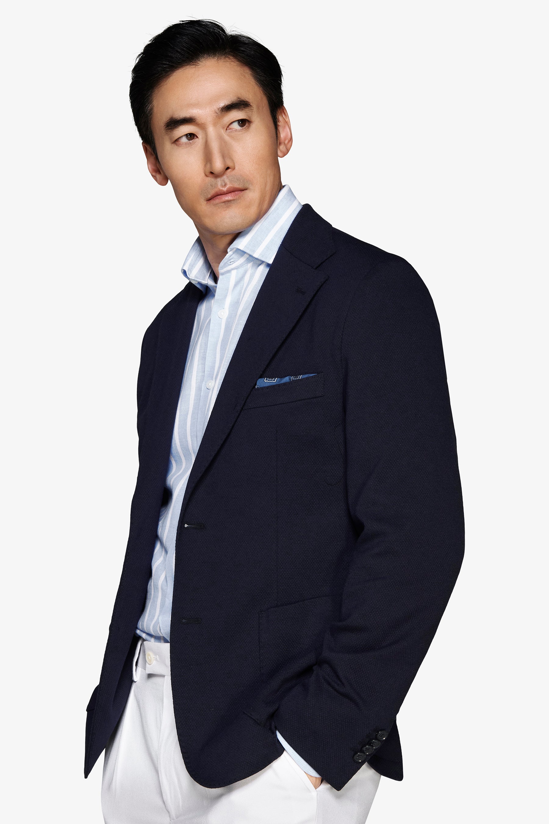 Americana punto labrado azul