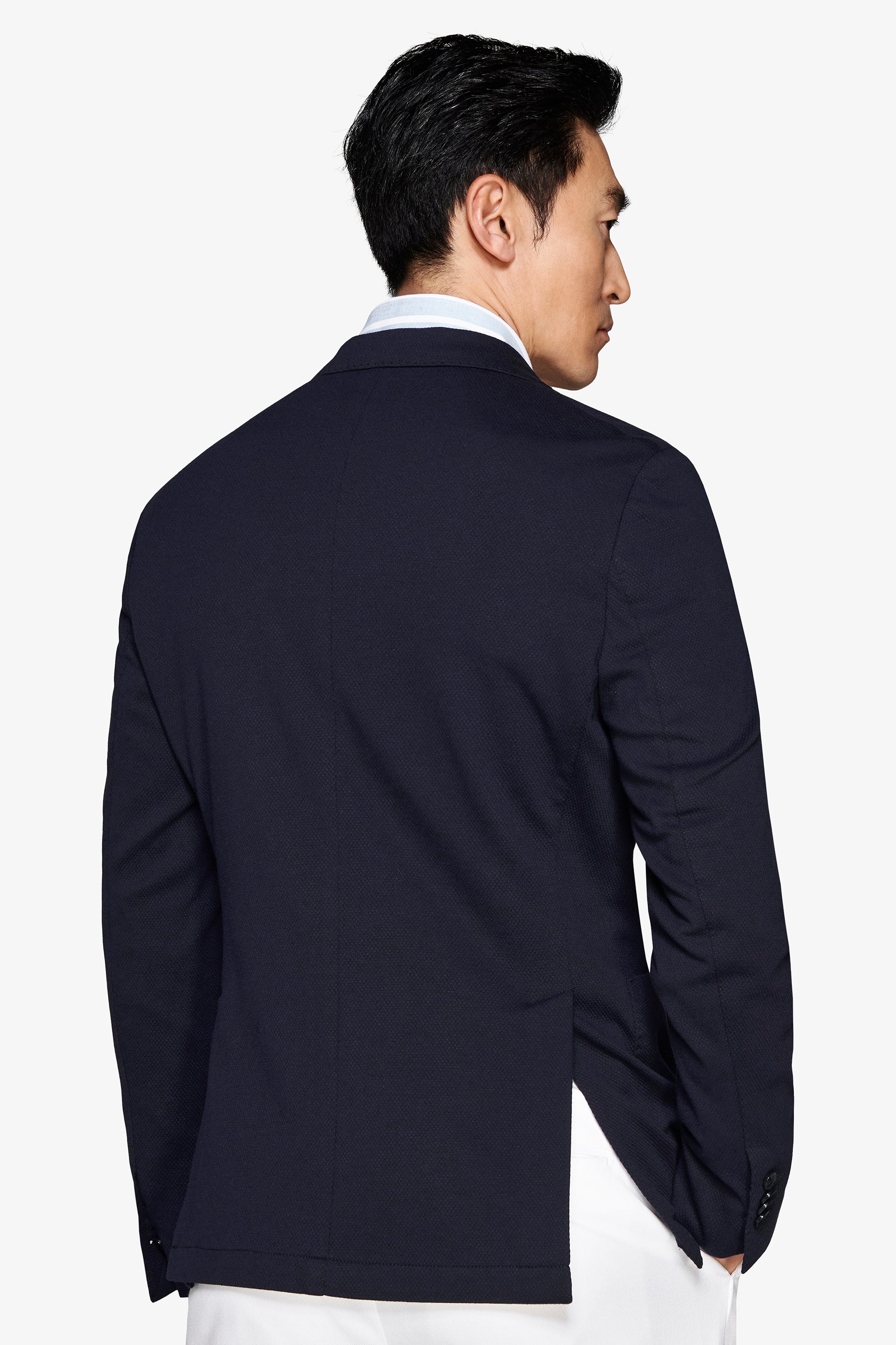 Blue textured jersey blazer