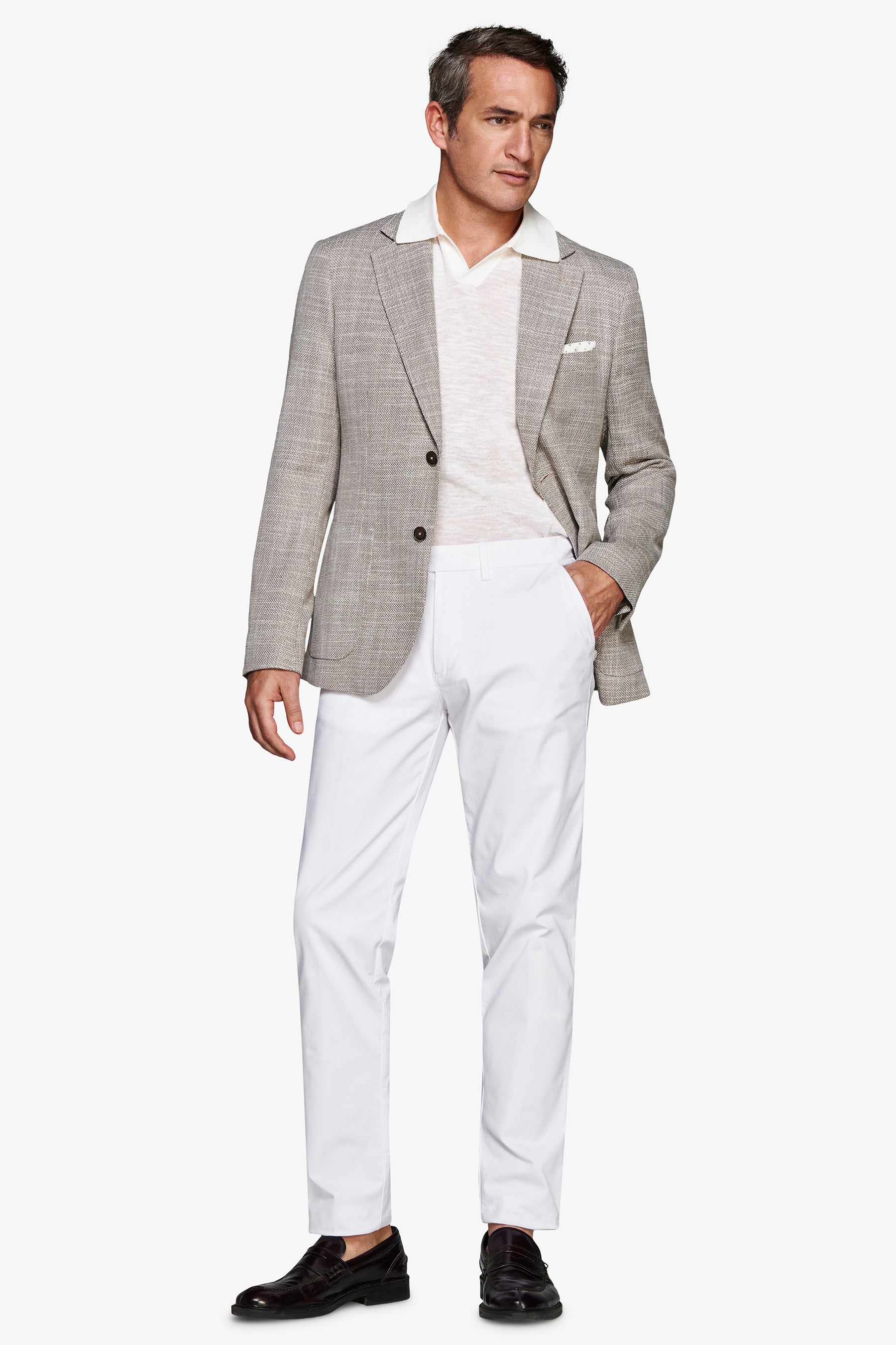 Giacca misto lino armaturata tortora