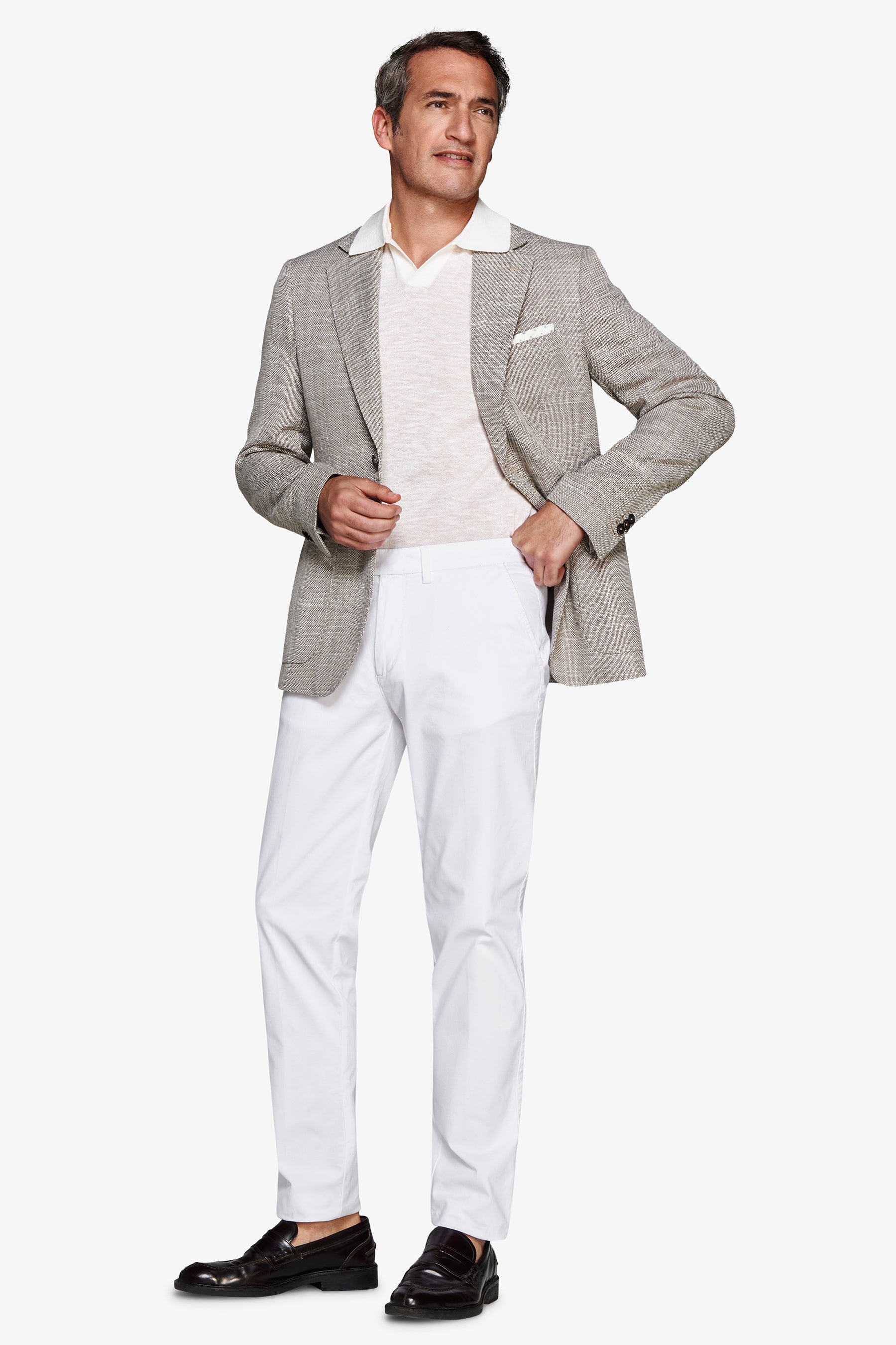 Giacca misto lino armaturata tortora