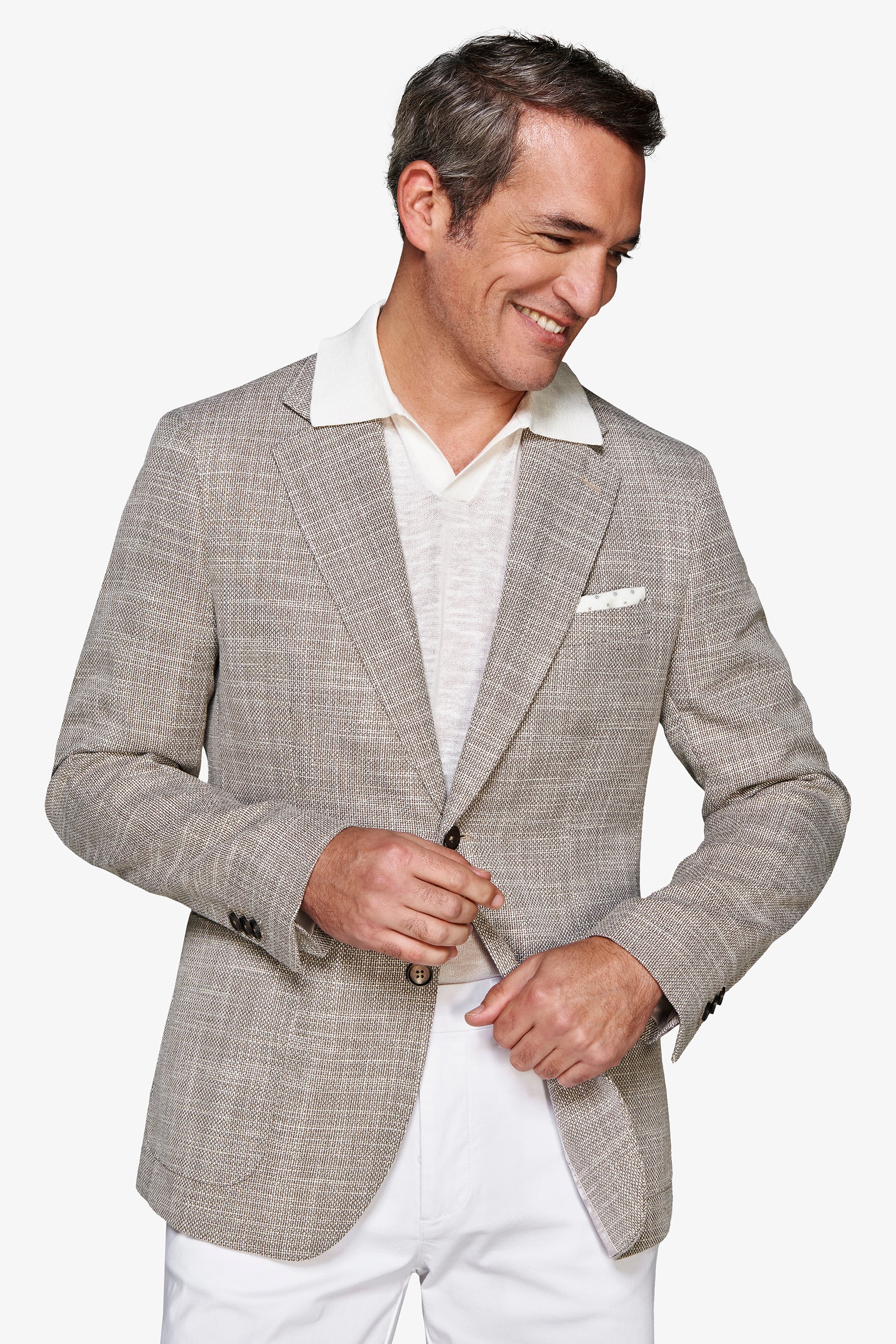 Giacca misto lino armaturata tortora