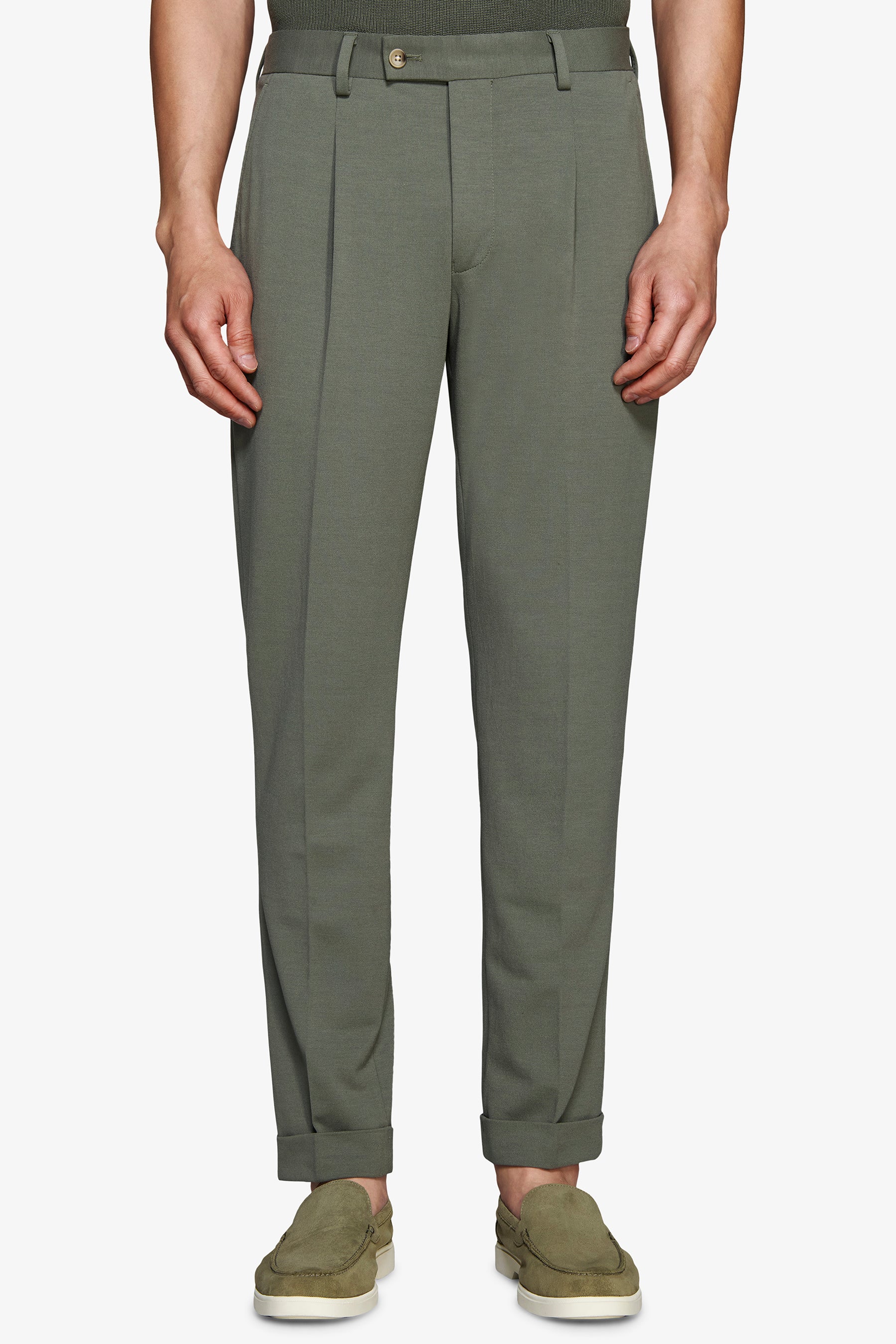 GRÜNE JERSEYHOSE MIT FALTEN