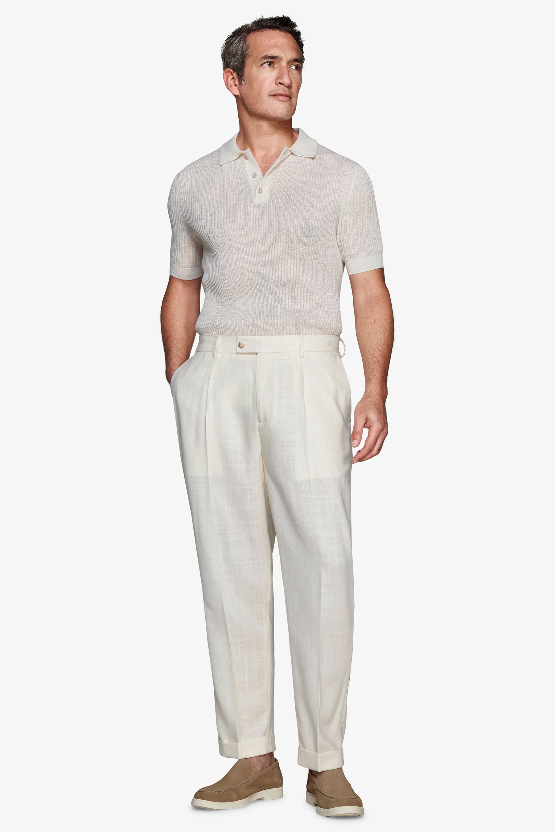 Polo in maglia misto lino burro