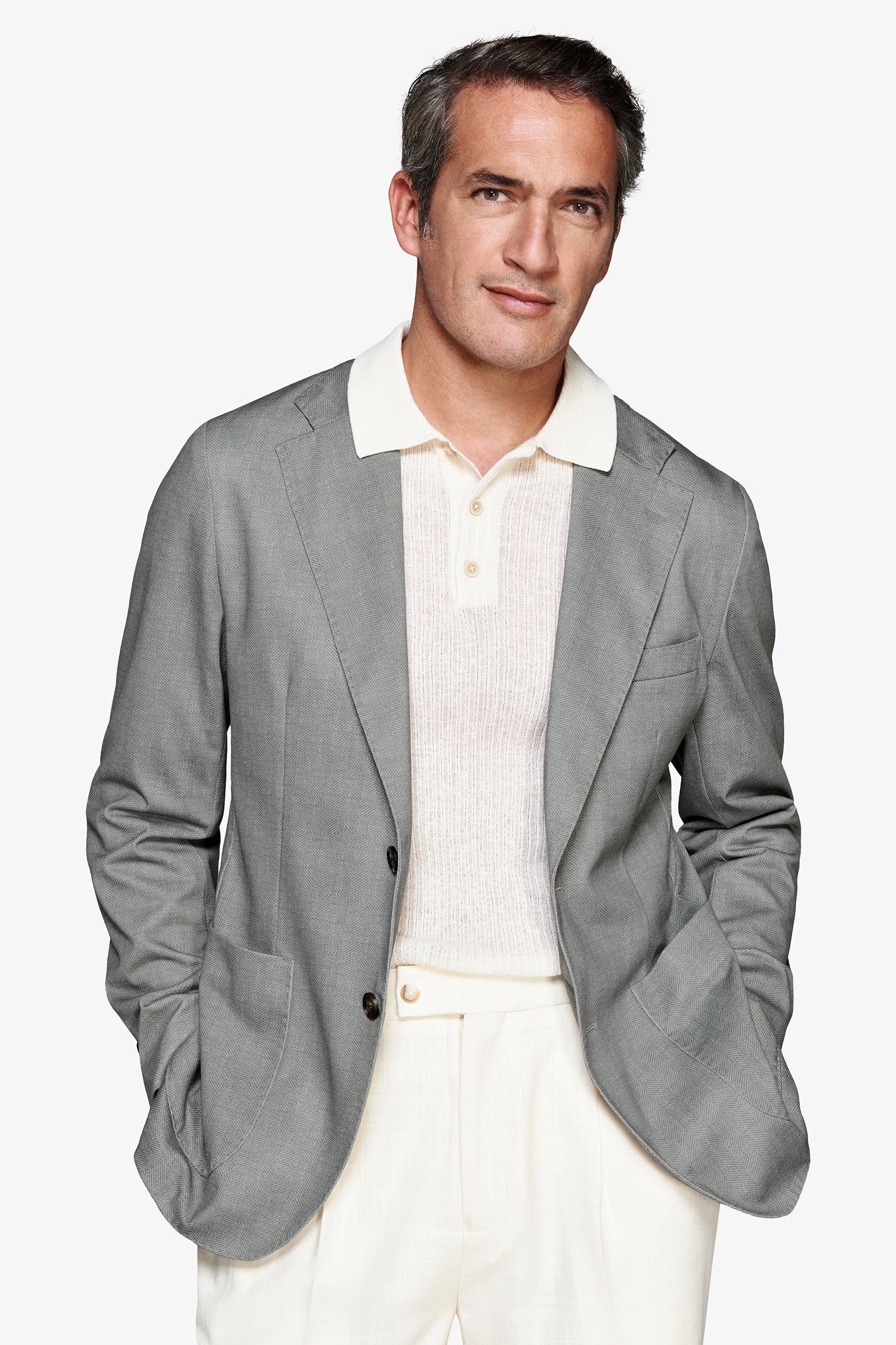 Americana de punto en espiga verde