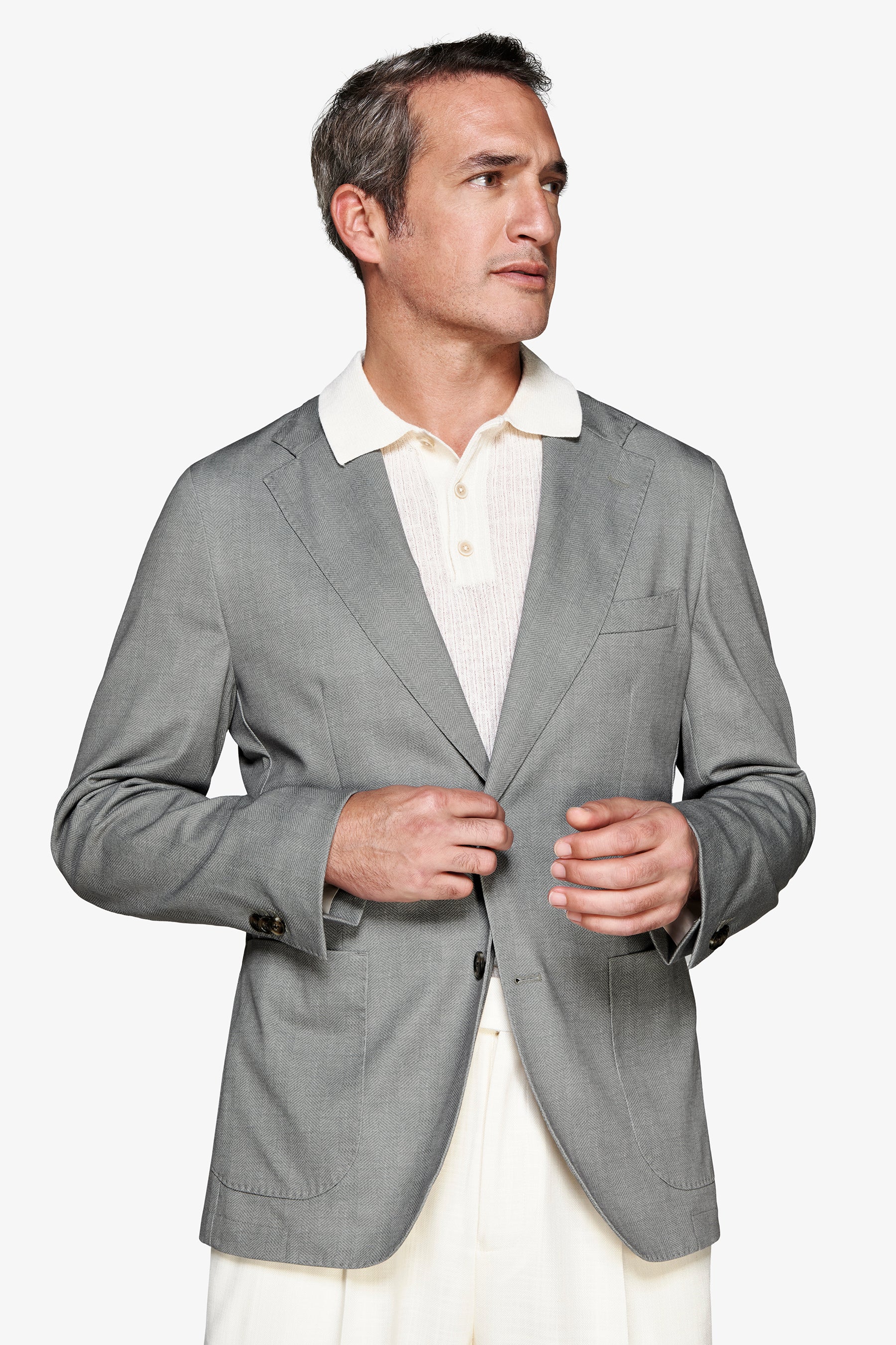 Americana de punto en espiga verde