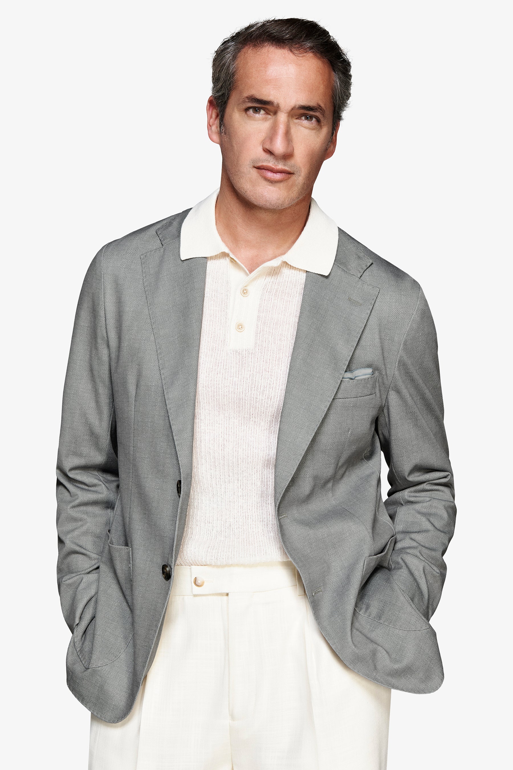 Americana de punto en espiga verde