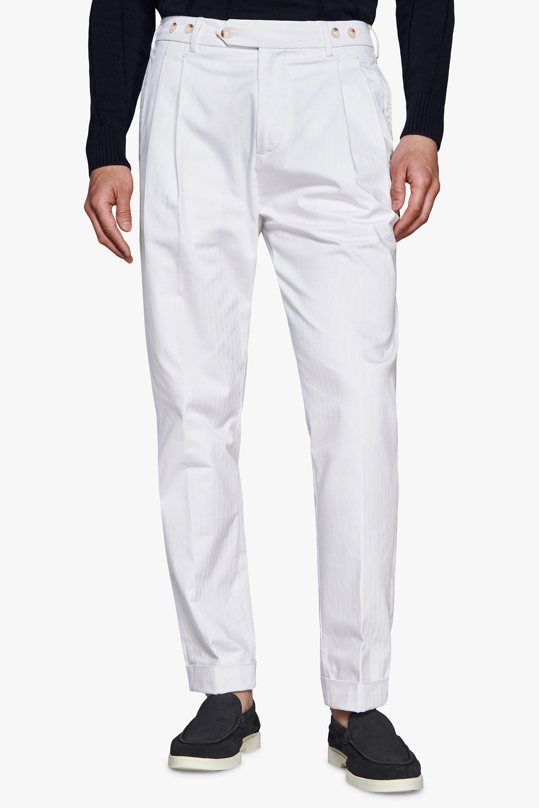 Pantaloni Herringbone bianchi