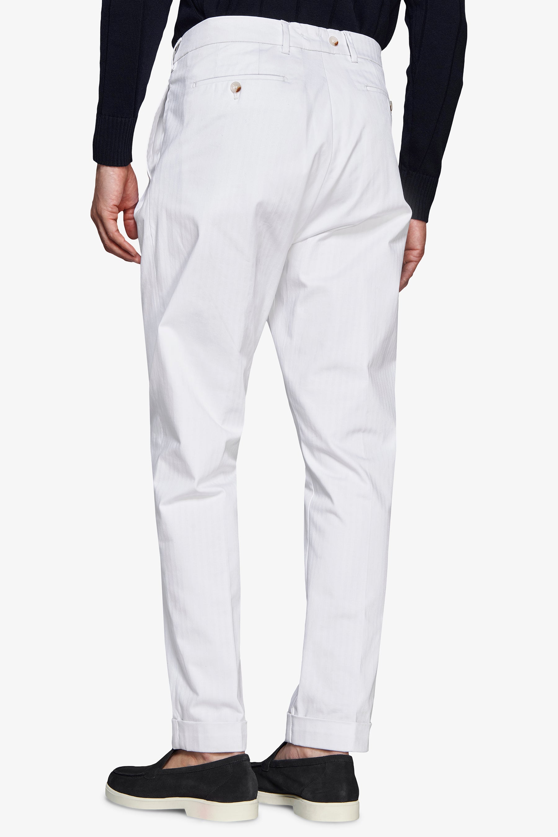 Pantaloni Herringbone bianchi