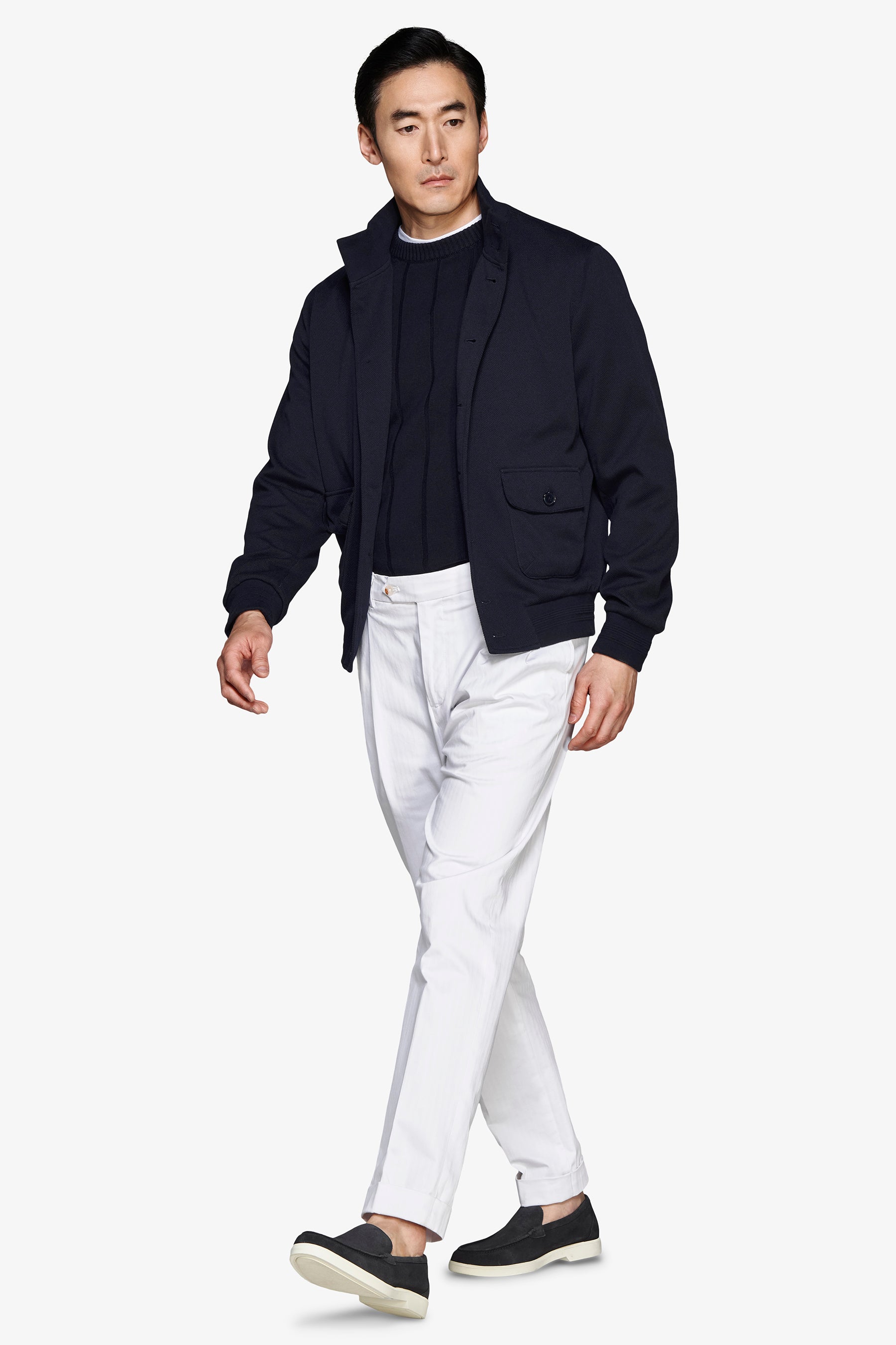 Chaqueta bómber en punto piqué.