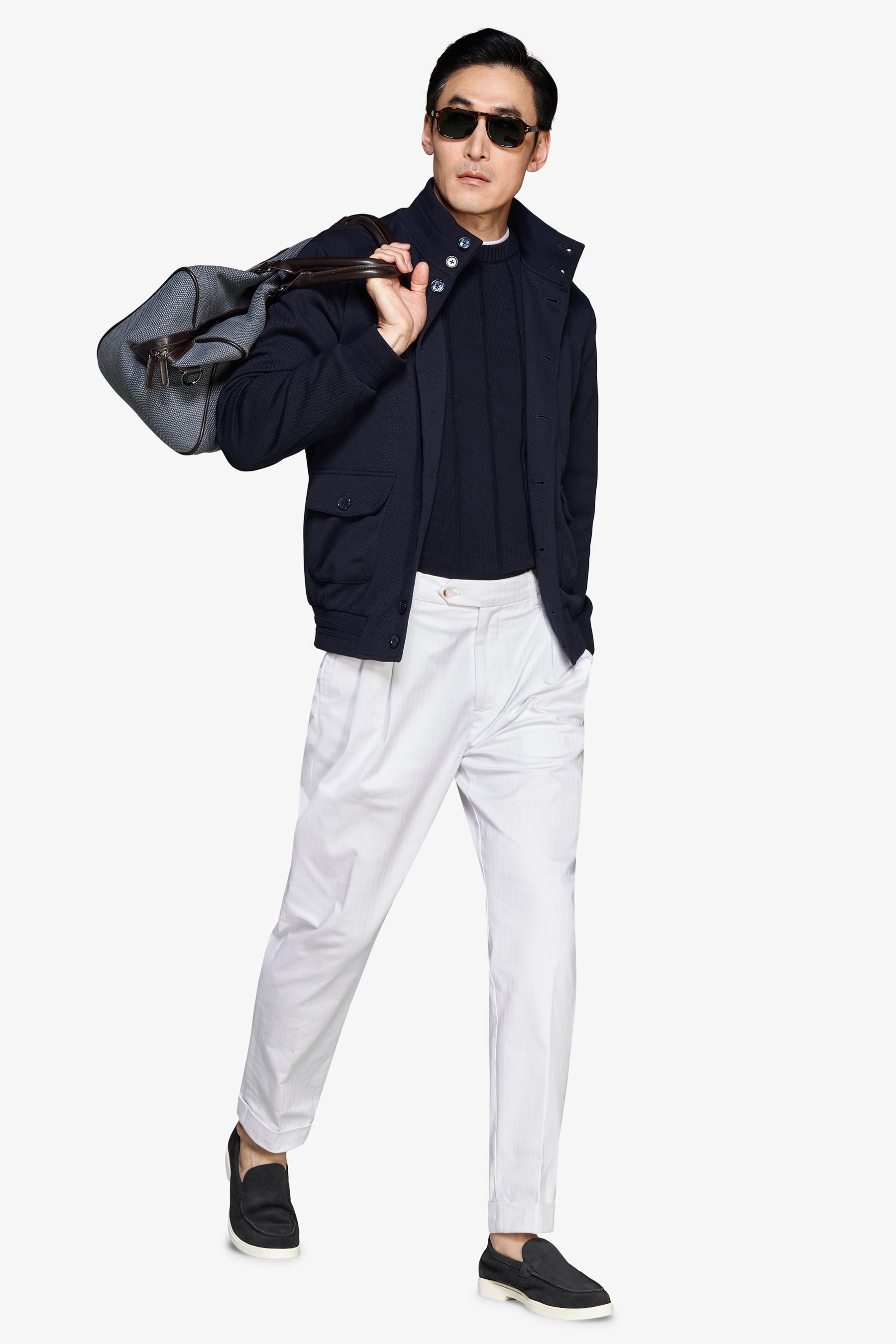 Chaqueta bómber en punto piqué.