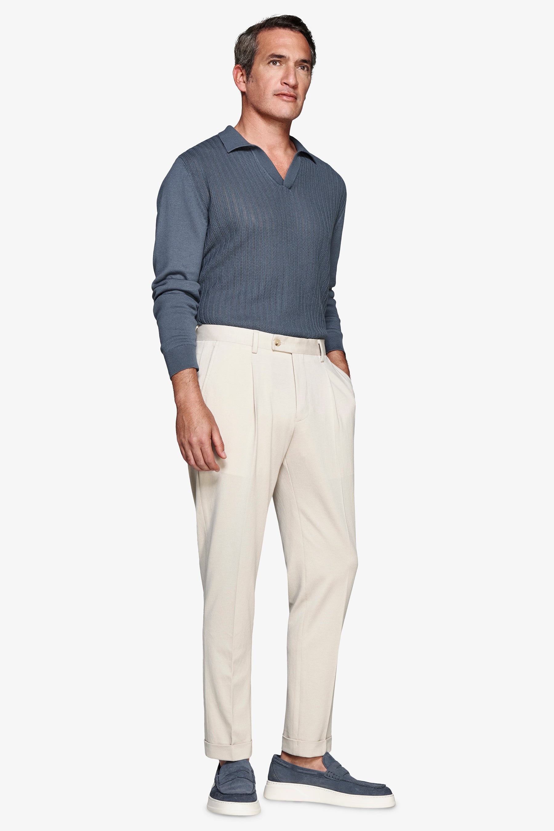 Avion Herringbone knit polo