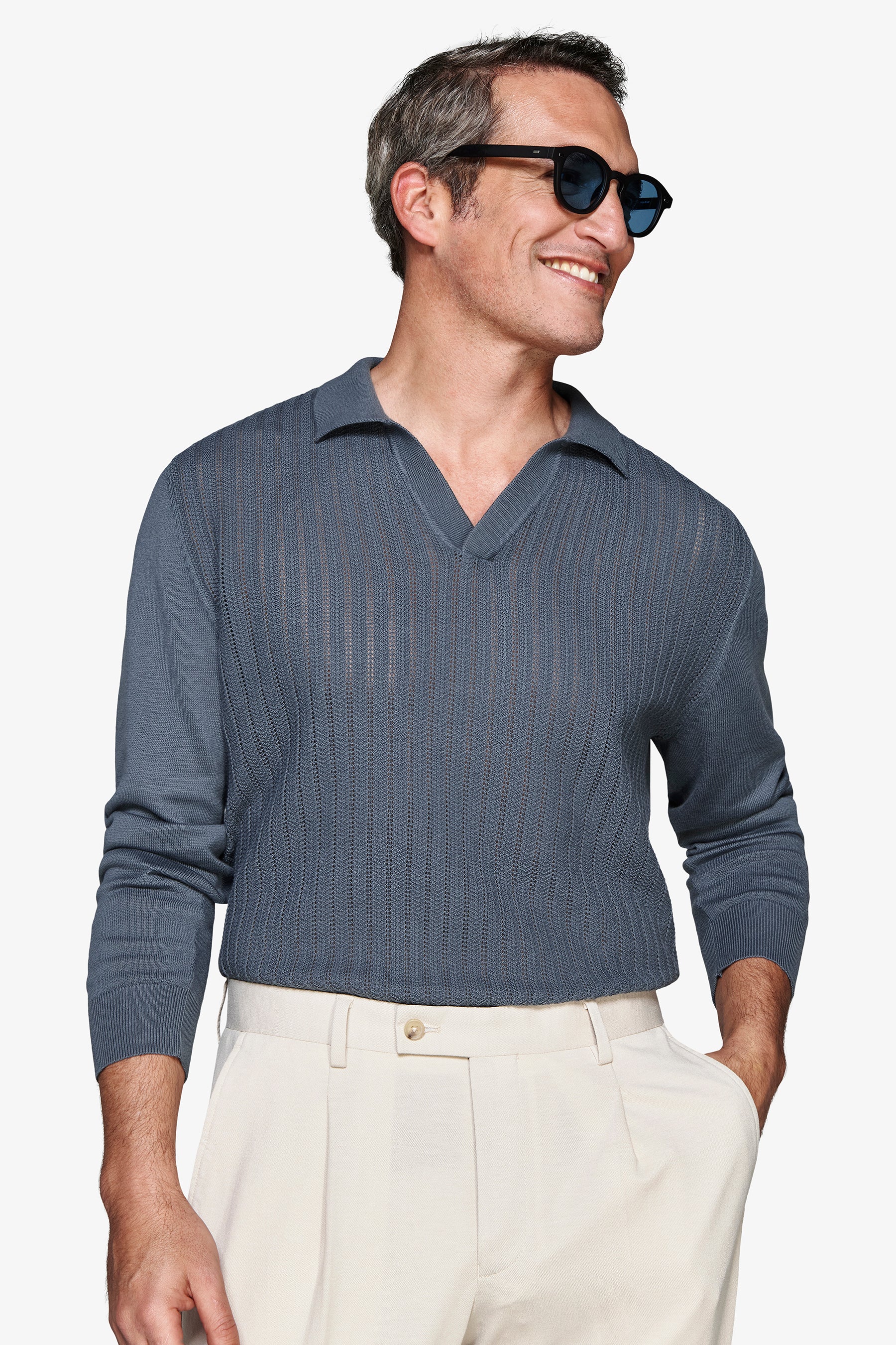 Avion Herringbone knit polo