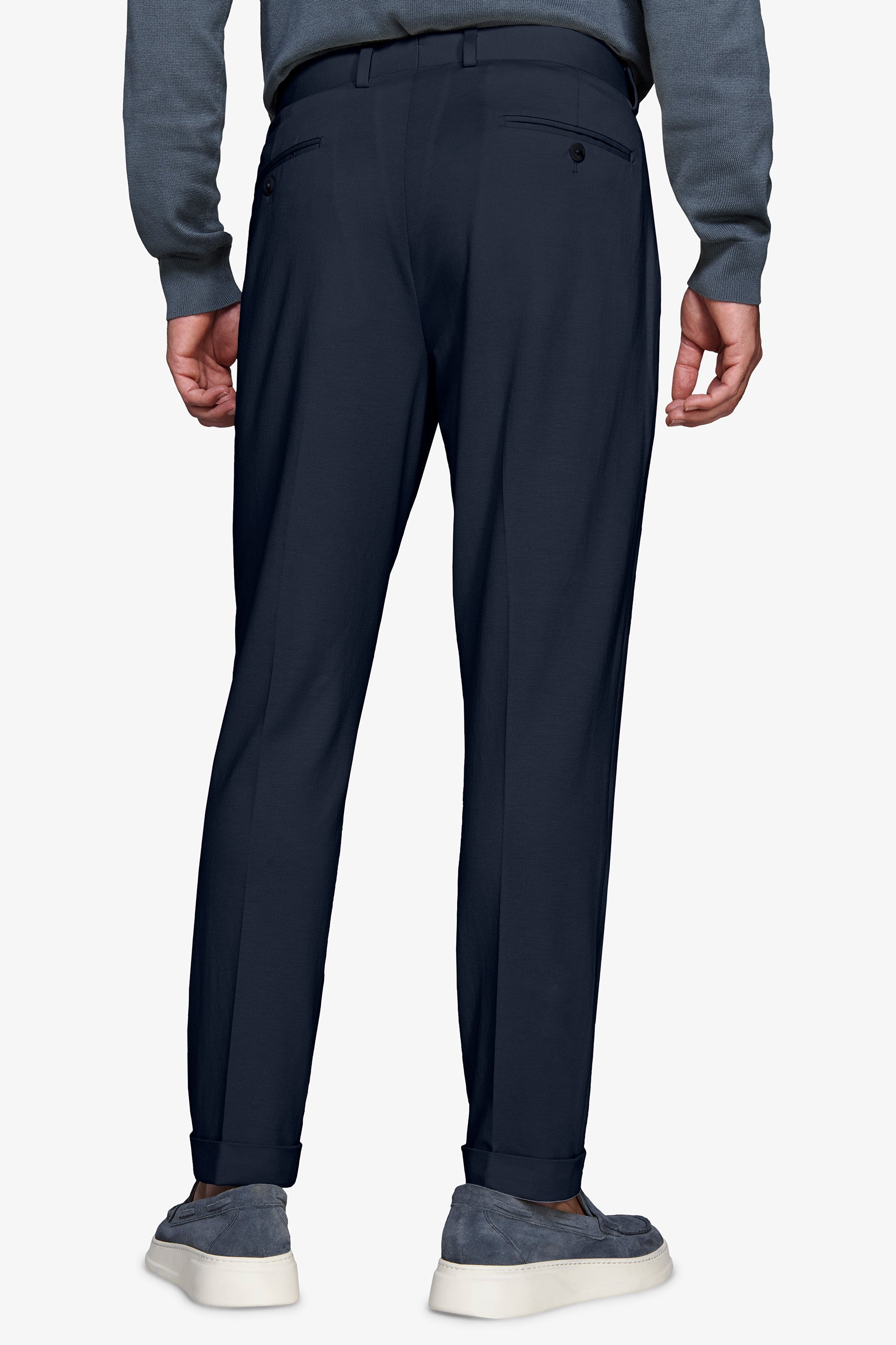 Blue stretch jersey trousers