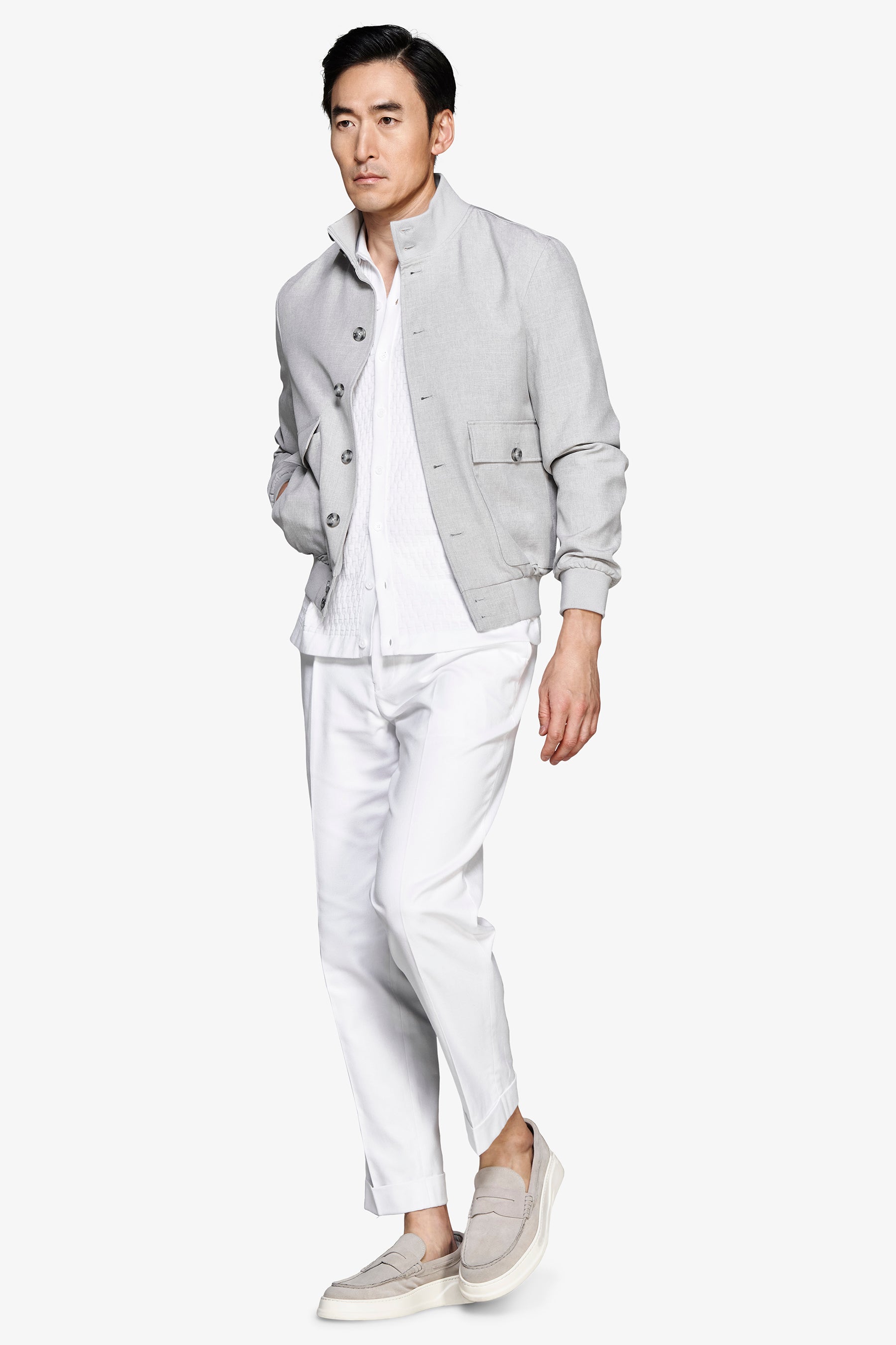 Bomber tela stretch grigio-Dan John