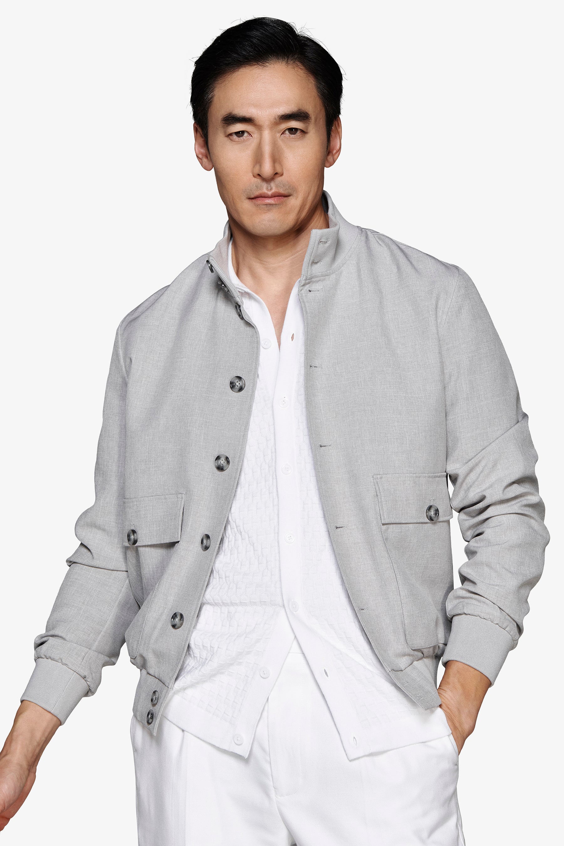 Bomber tela stretch grigio-Dan John