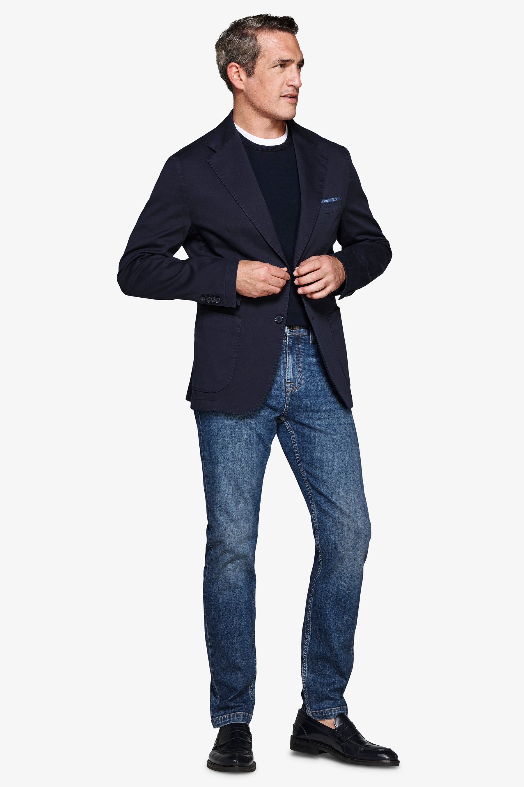 Americana elástica texturizada azul