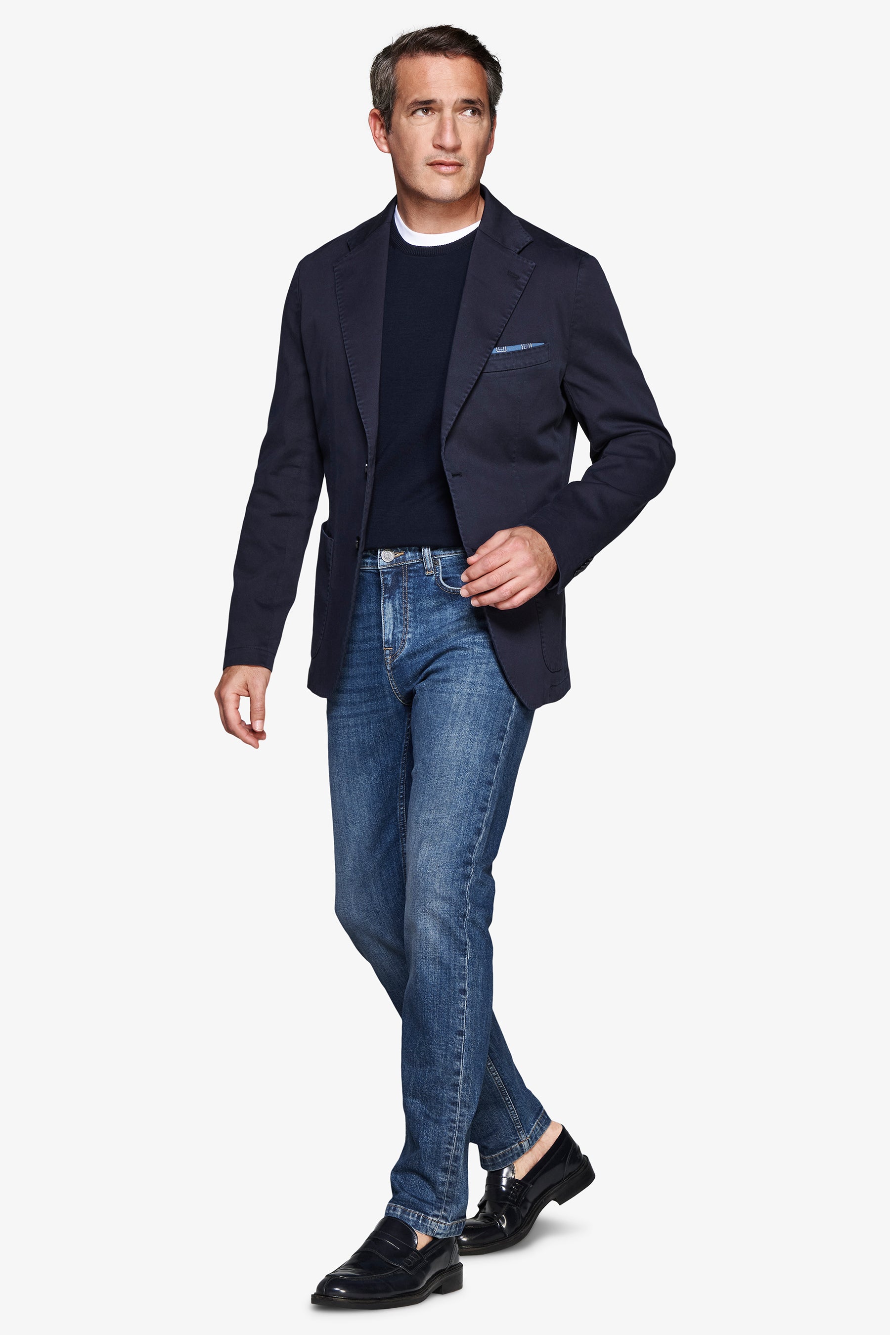 Americana elástica texturizada azul