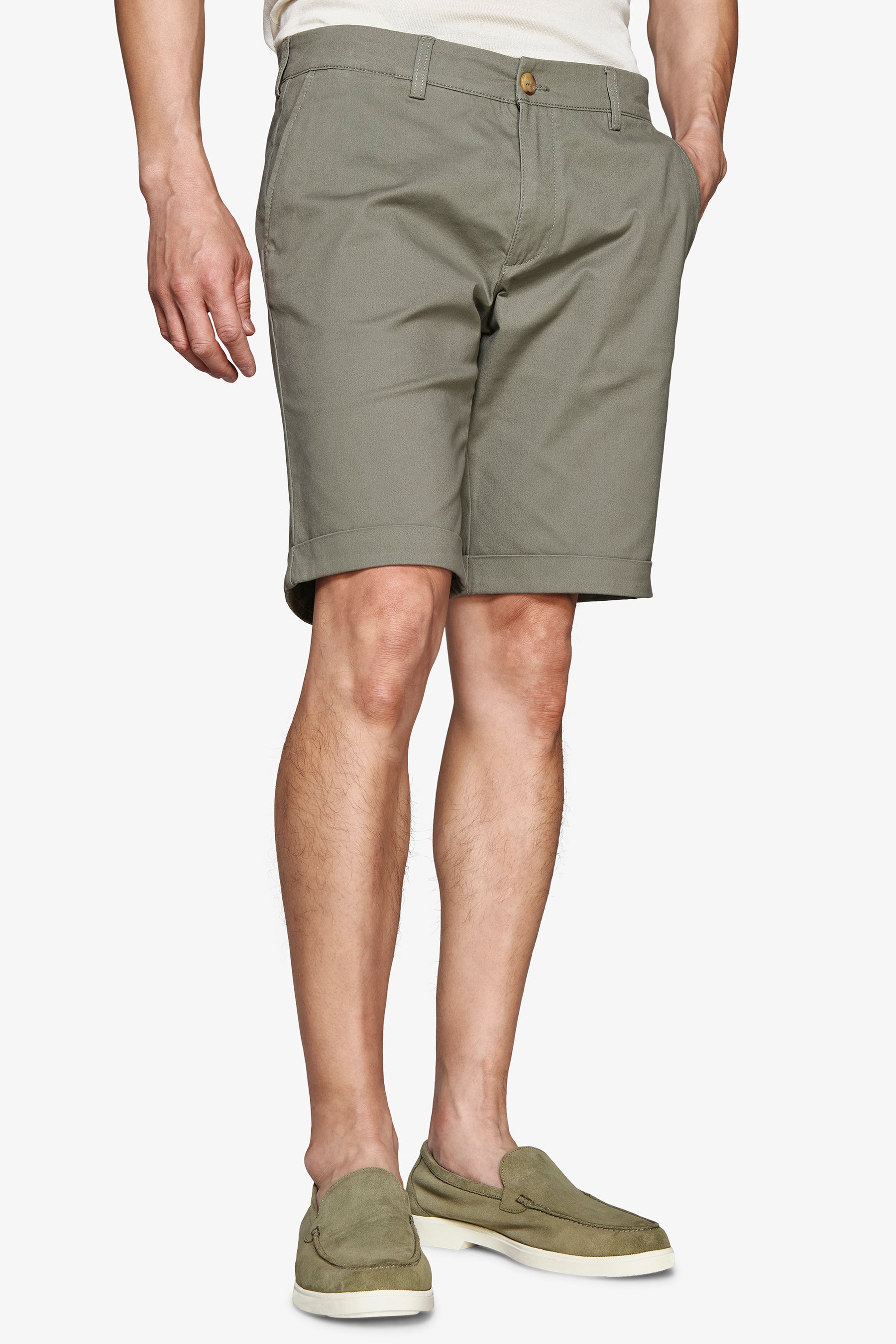 Bermuda chino basic in cotone verde-Dan John