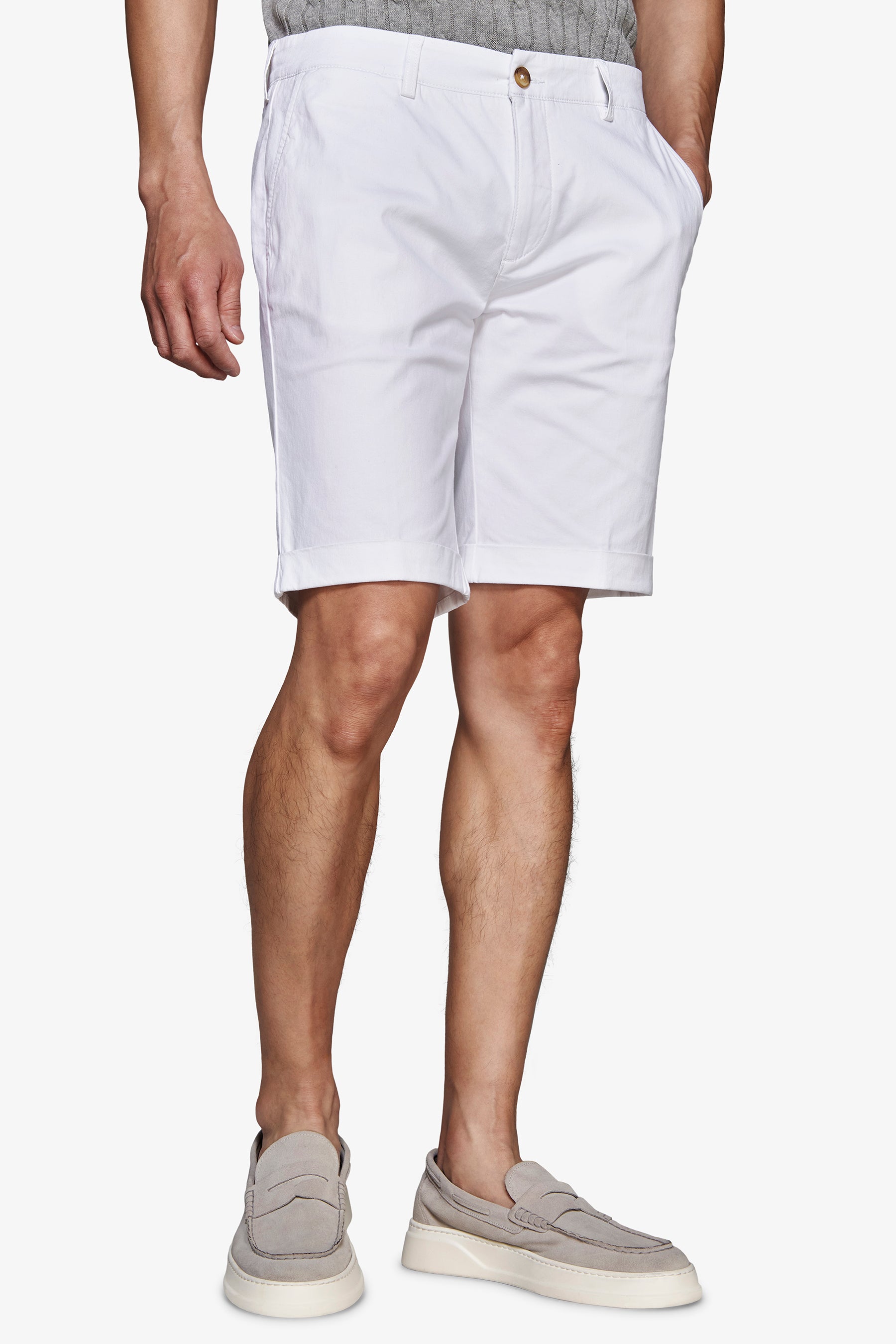 Bermuda chino basic in cotone bianco-Dan John