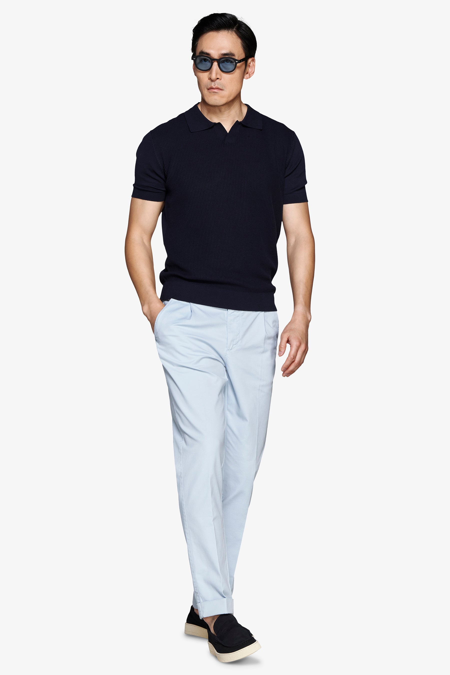 Polo texturizado azul marino