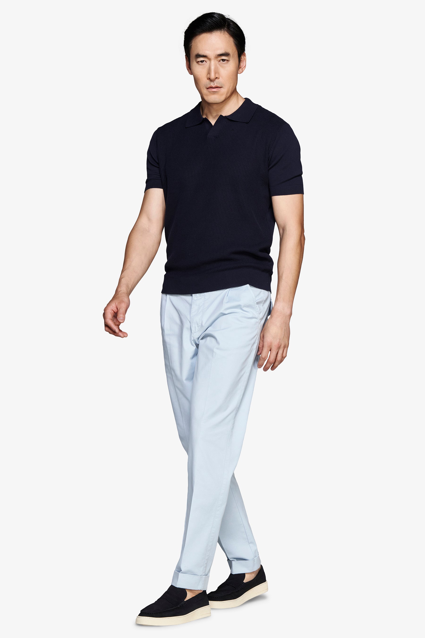 Polo texturizado azul marino