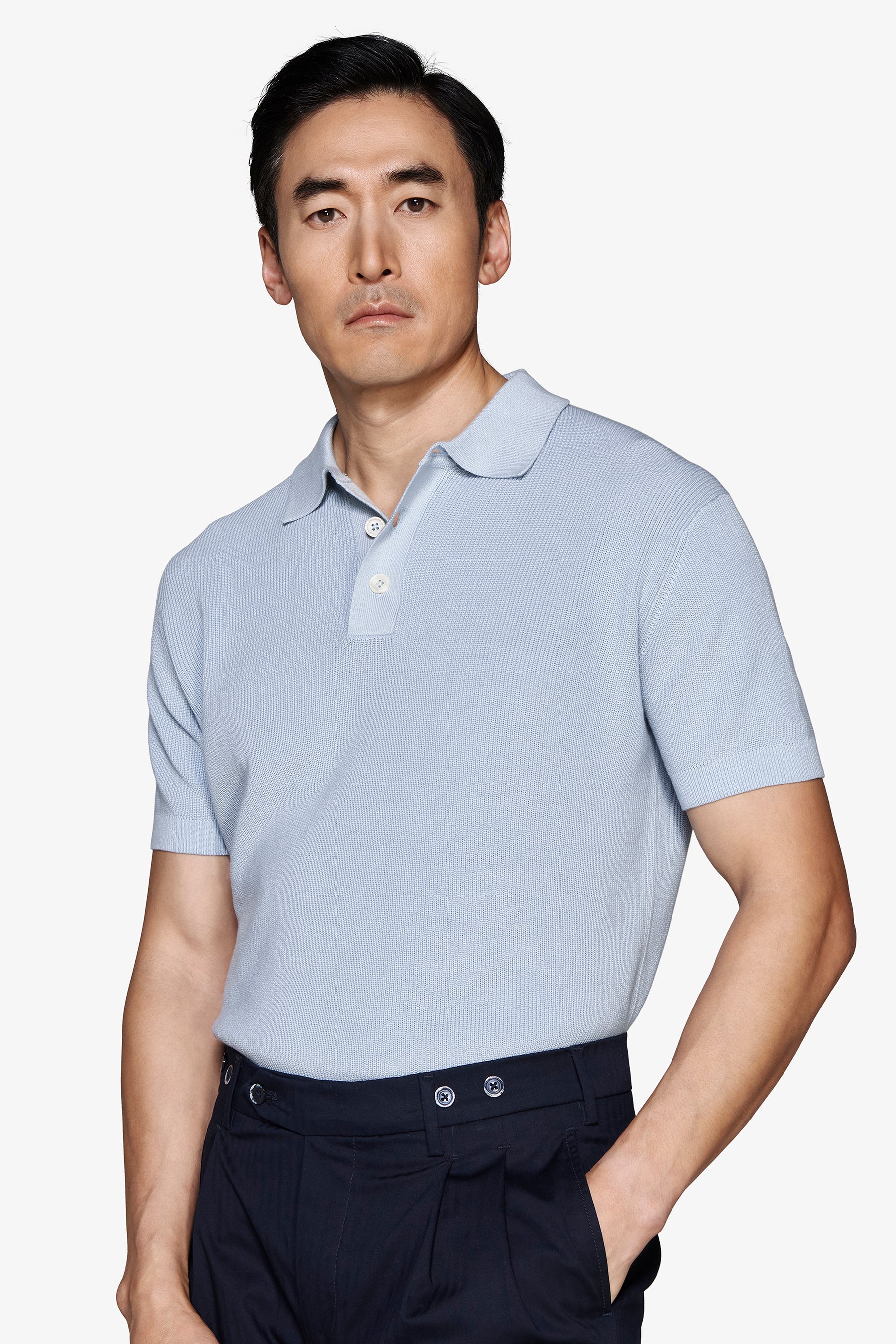 Polo punto pannocchia celeste