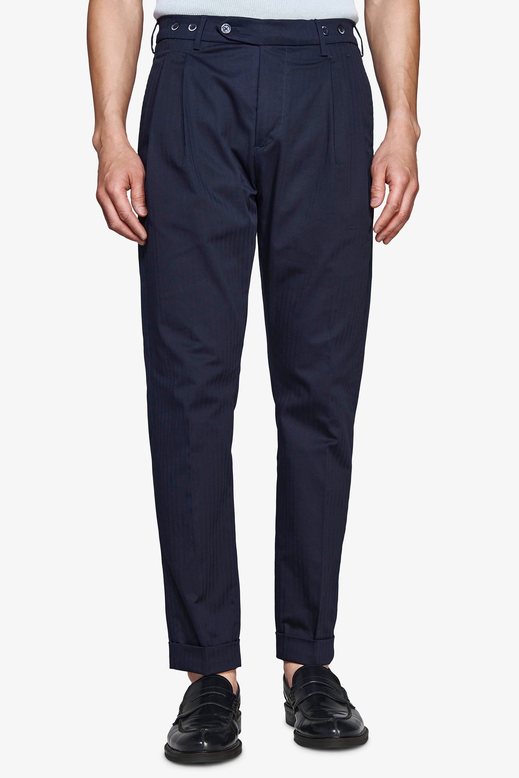 FISCHGRÄTEN-HOSE MIT 2 ZEICHEN BLAU