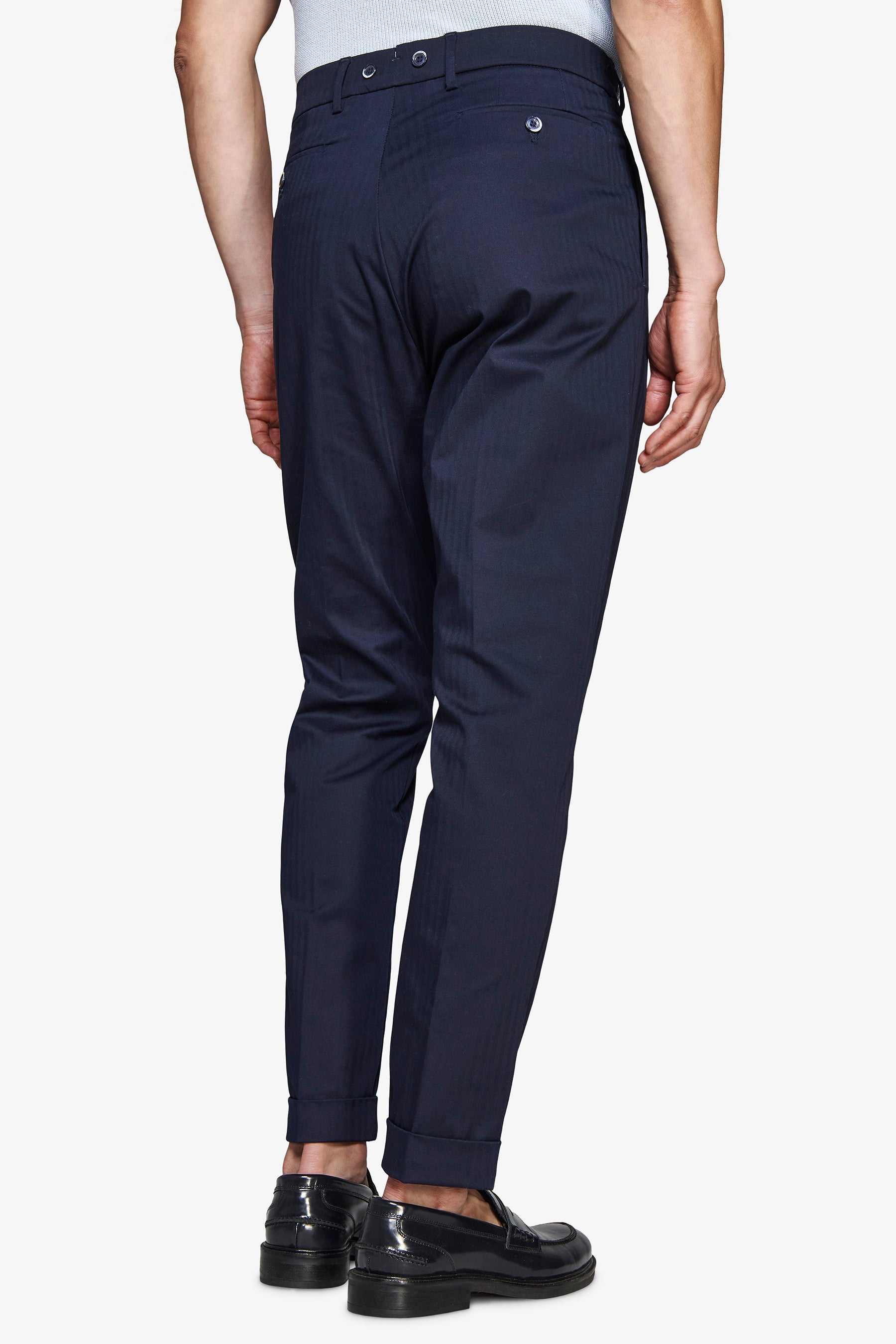 FISCHGRÄTEN-HOSE MIT 2 ZEICHEN BLAU