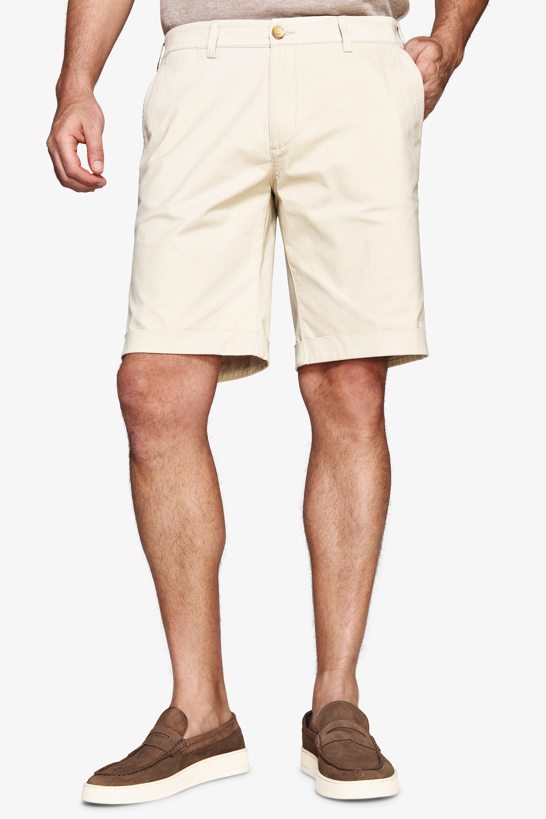 Bermuda chino basic in cotone cream-Dan John