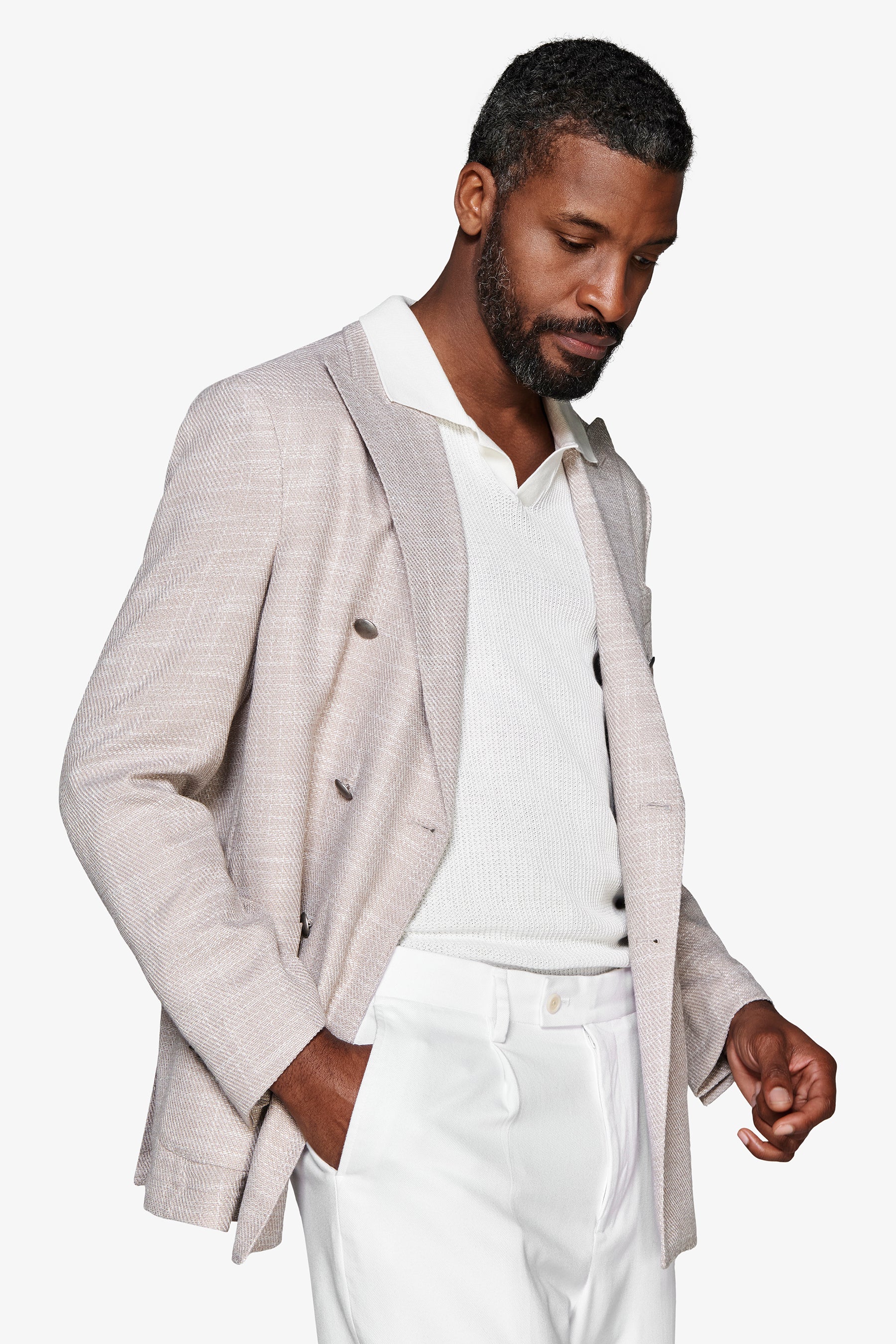 Americana cruzada texturizada arena