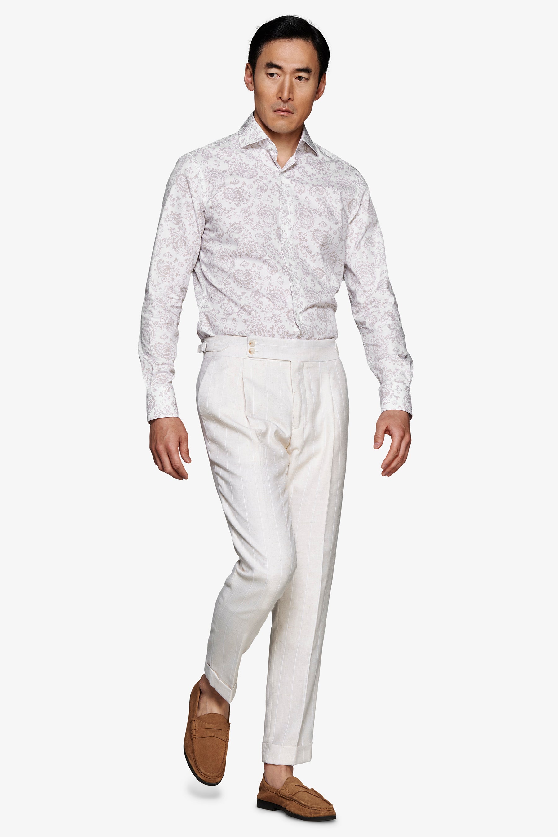 Camisa con estampado de cachemira arena