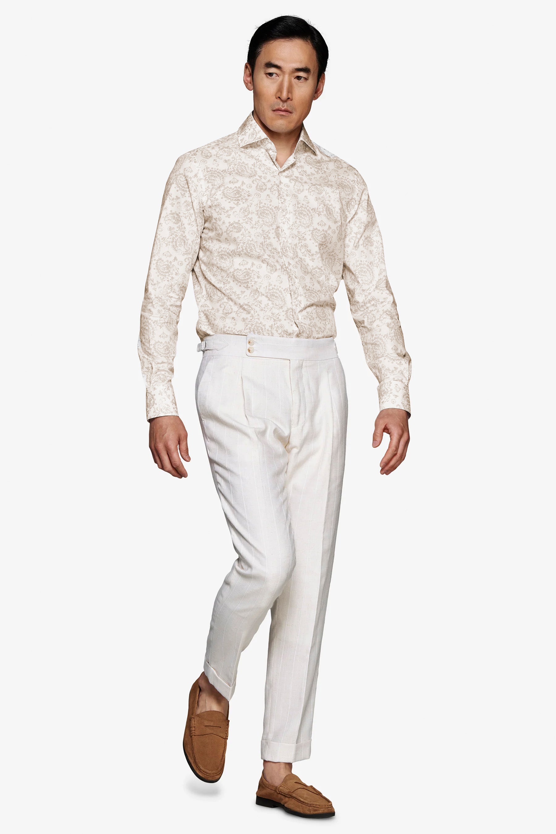 Camisa con estampado de cachemira arena