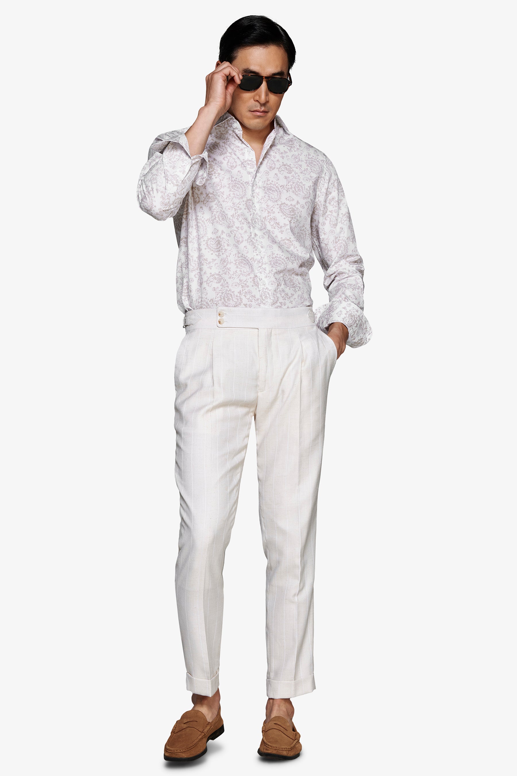 Camisa con estampado de cachemira arena