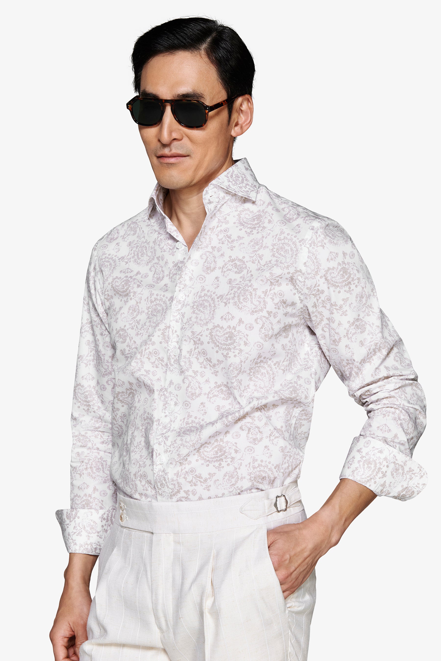 Camisa con estampado de cachemira arena