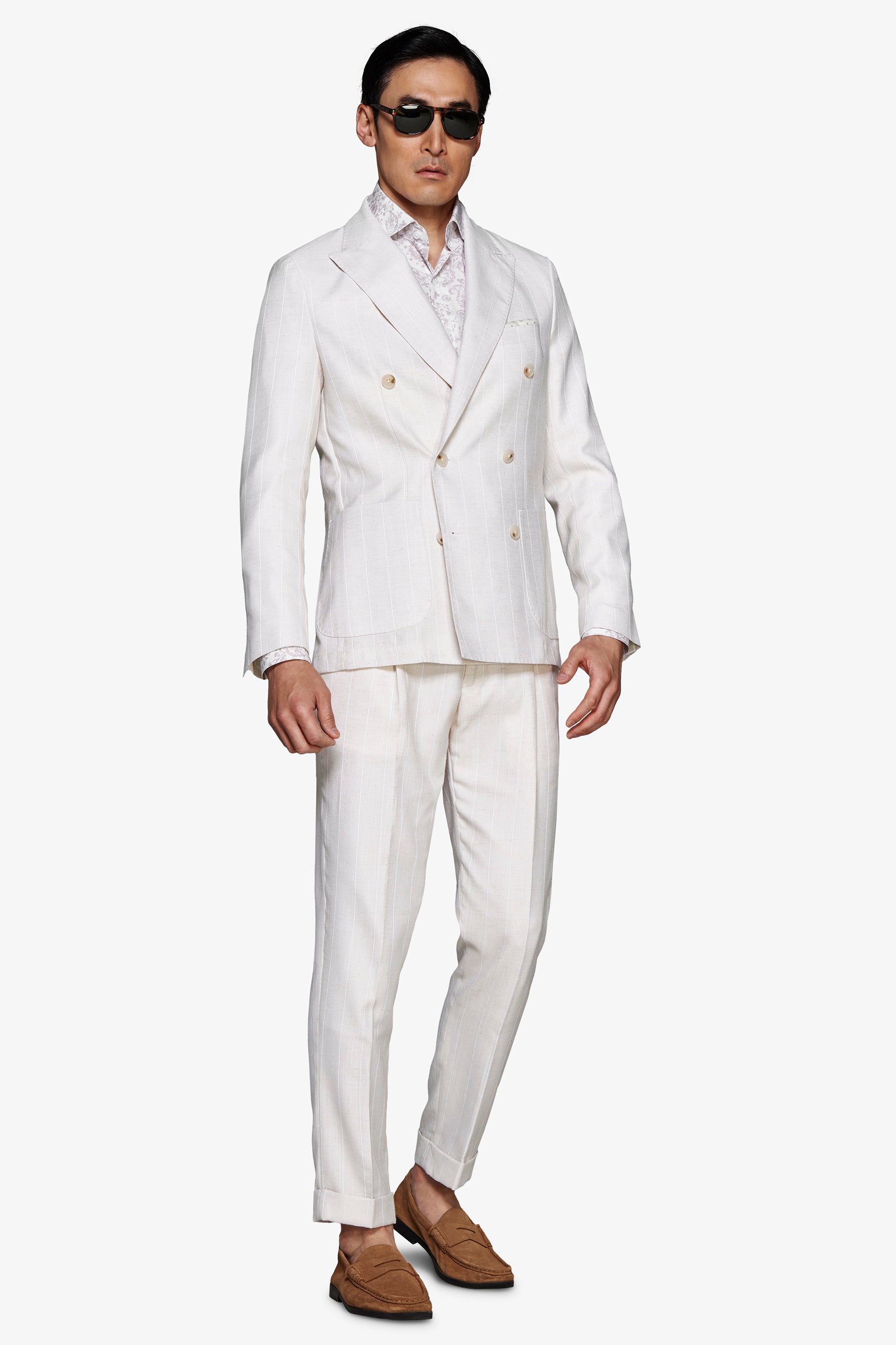 Modulare Jacke mit Nadelstreifen in Sand