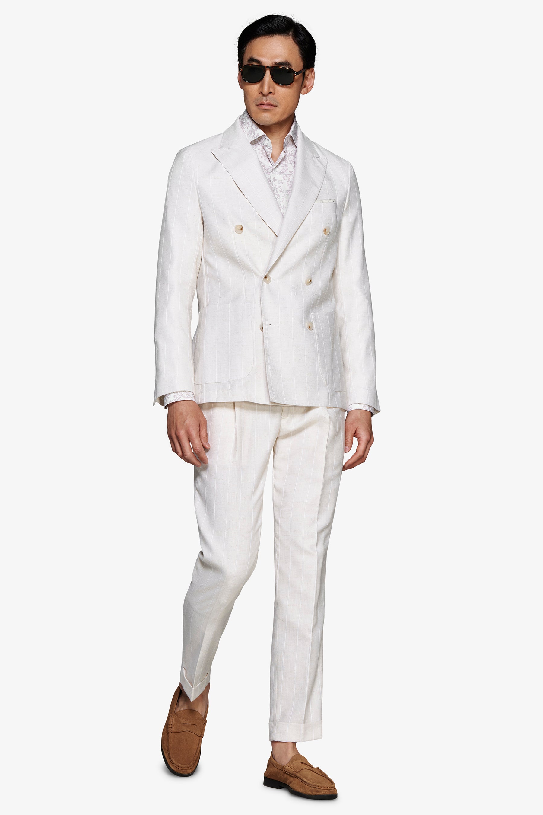 Modulare Jacke mit Nadelstreifen in Sand