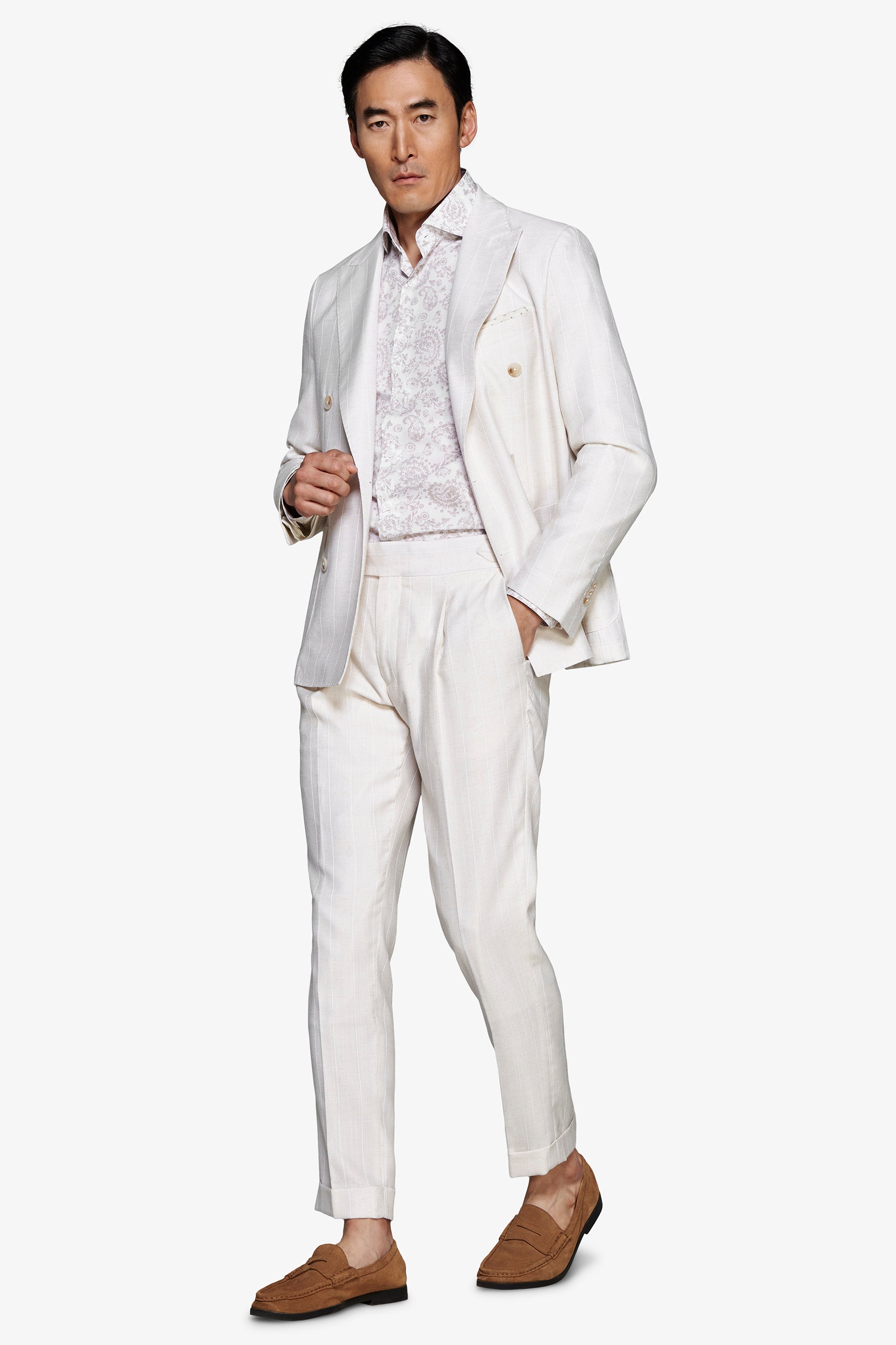 Modulare Jacke mit Nadelstreifen in Sand