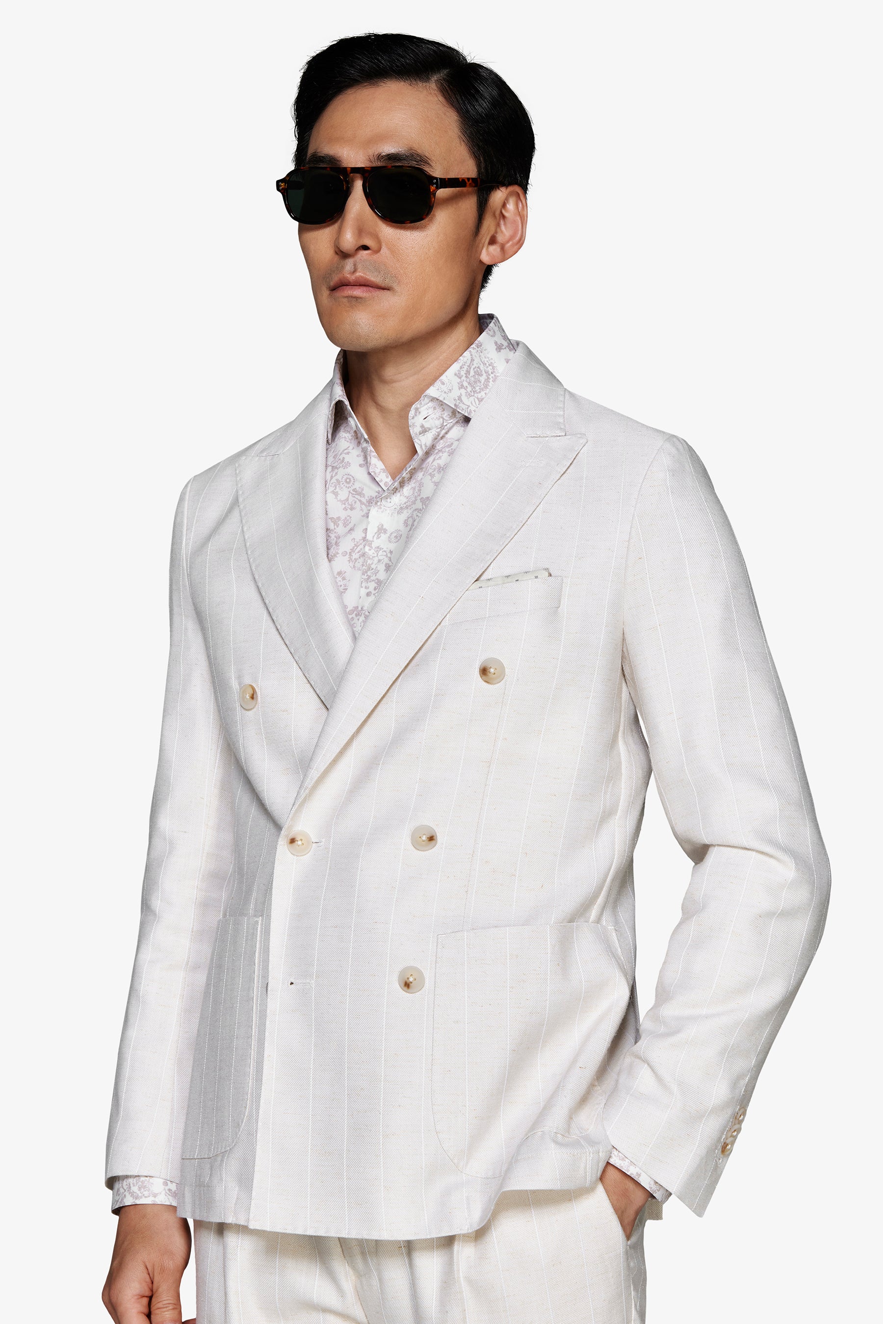 Modulare Jacke mit Nadelstreifen in Sand