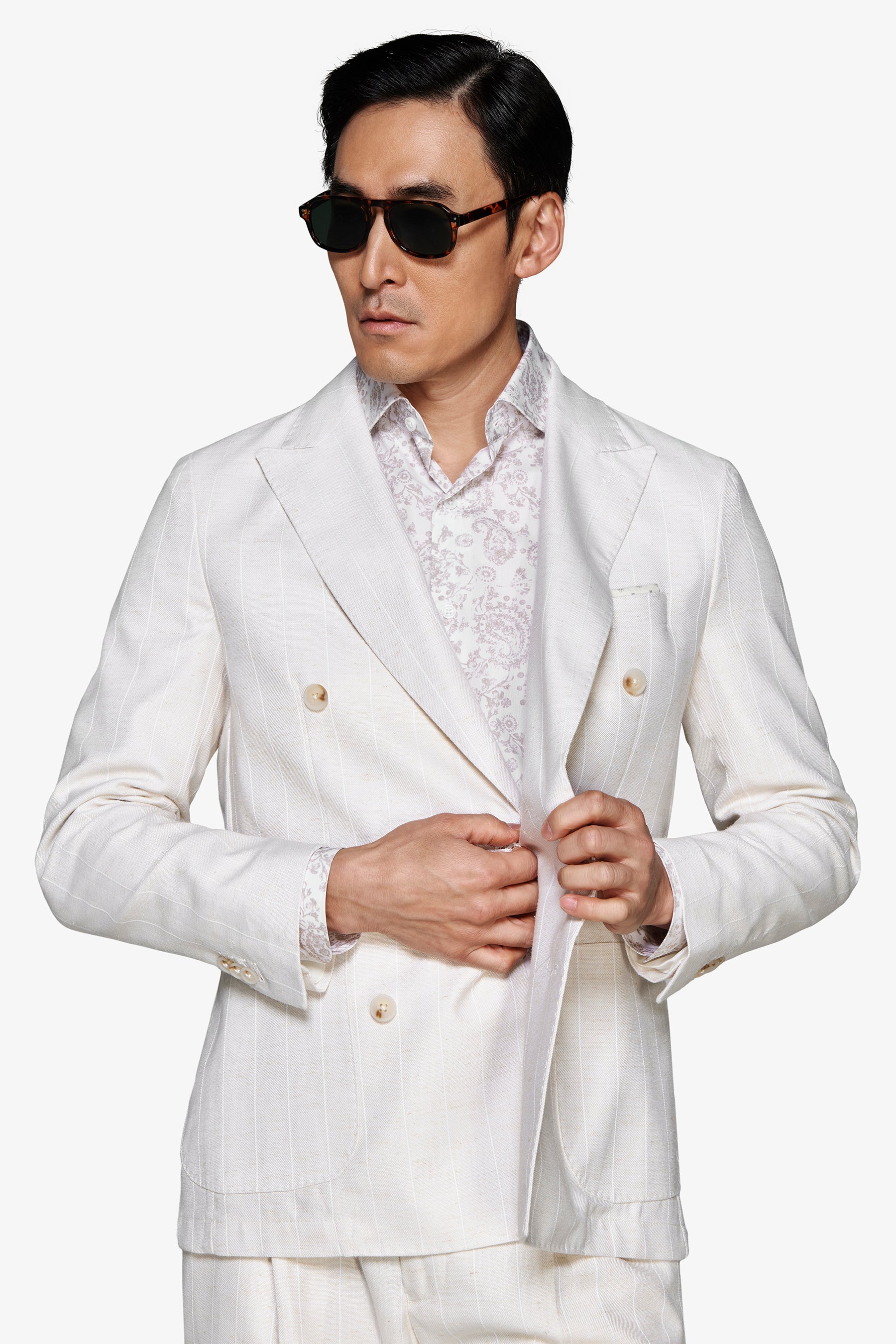 Modulare Jacke mit Nadelstreifen in Sand