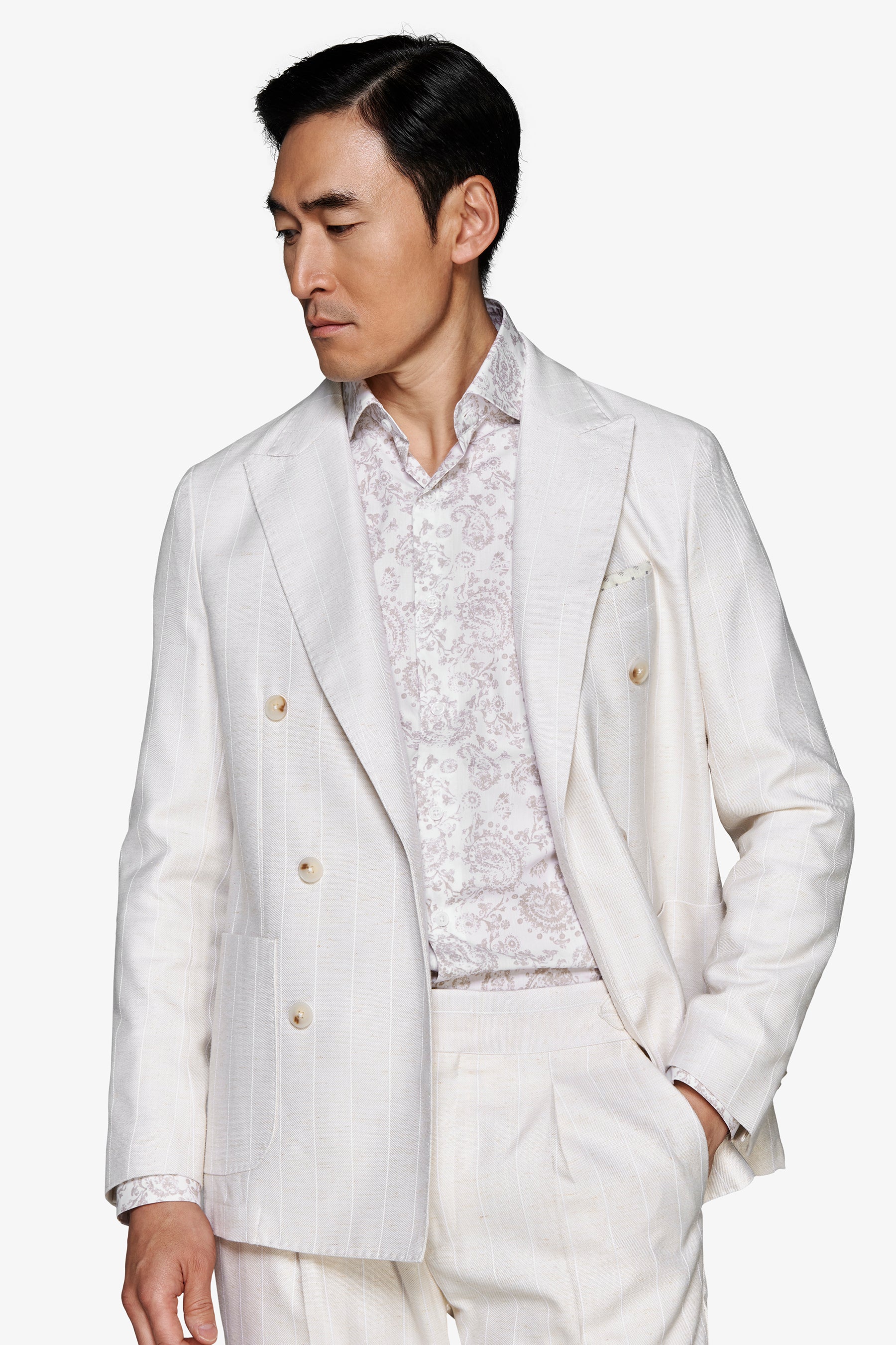 Modulare Jacke mit Nadelstreifen in Sand