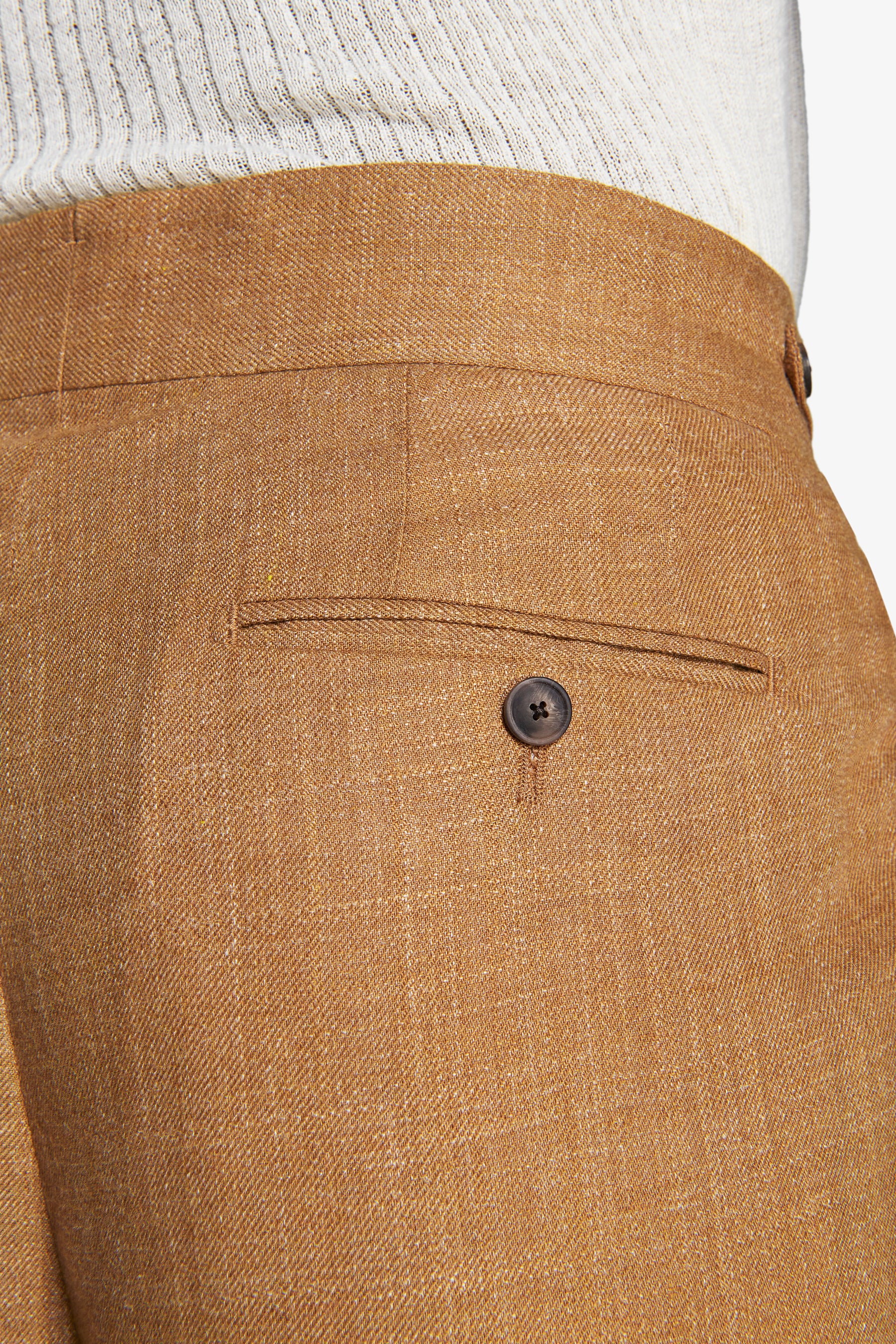 Pantaloni misto lino tabacco