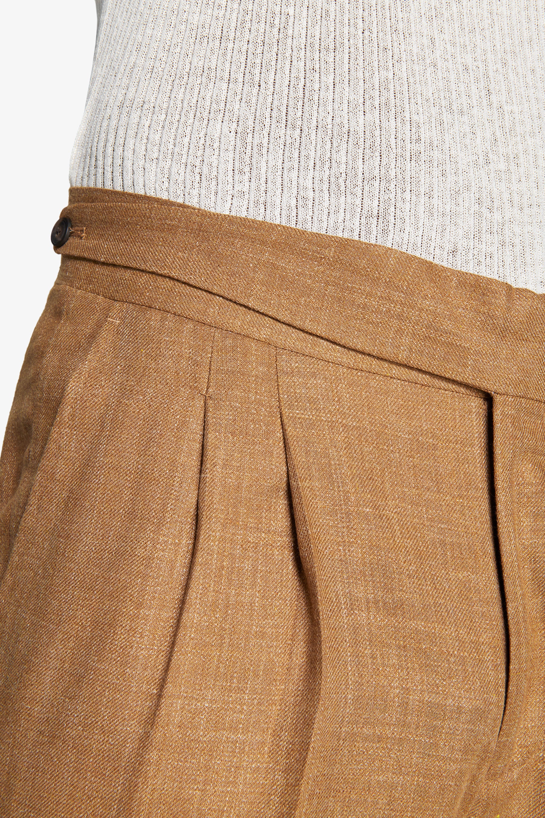 Pantaloni misto lino tabacco